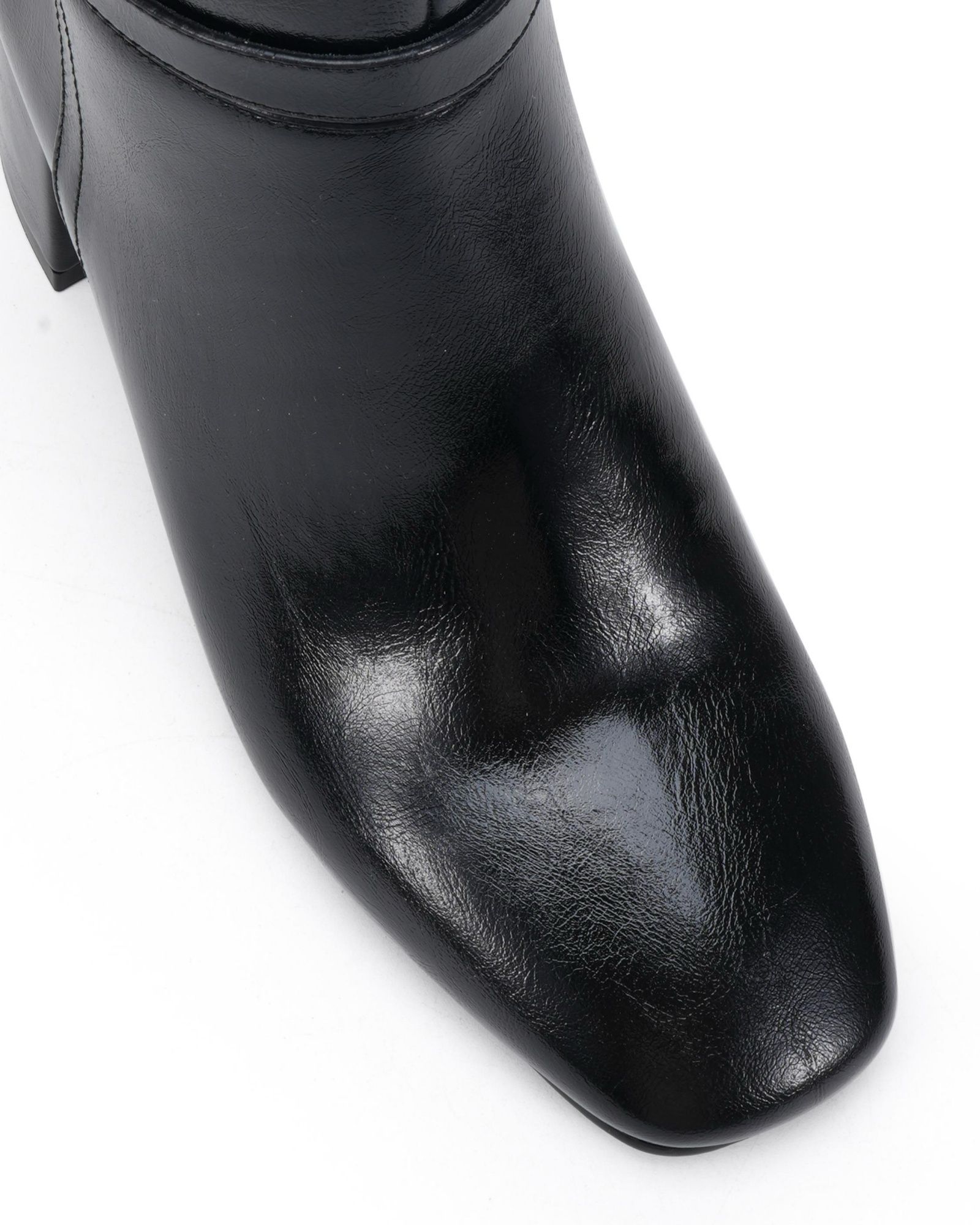 Goldie Black Block Heel Buckle Detail Knee Boot