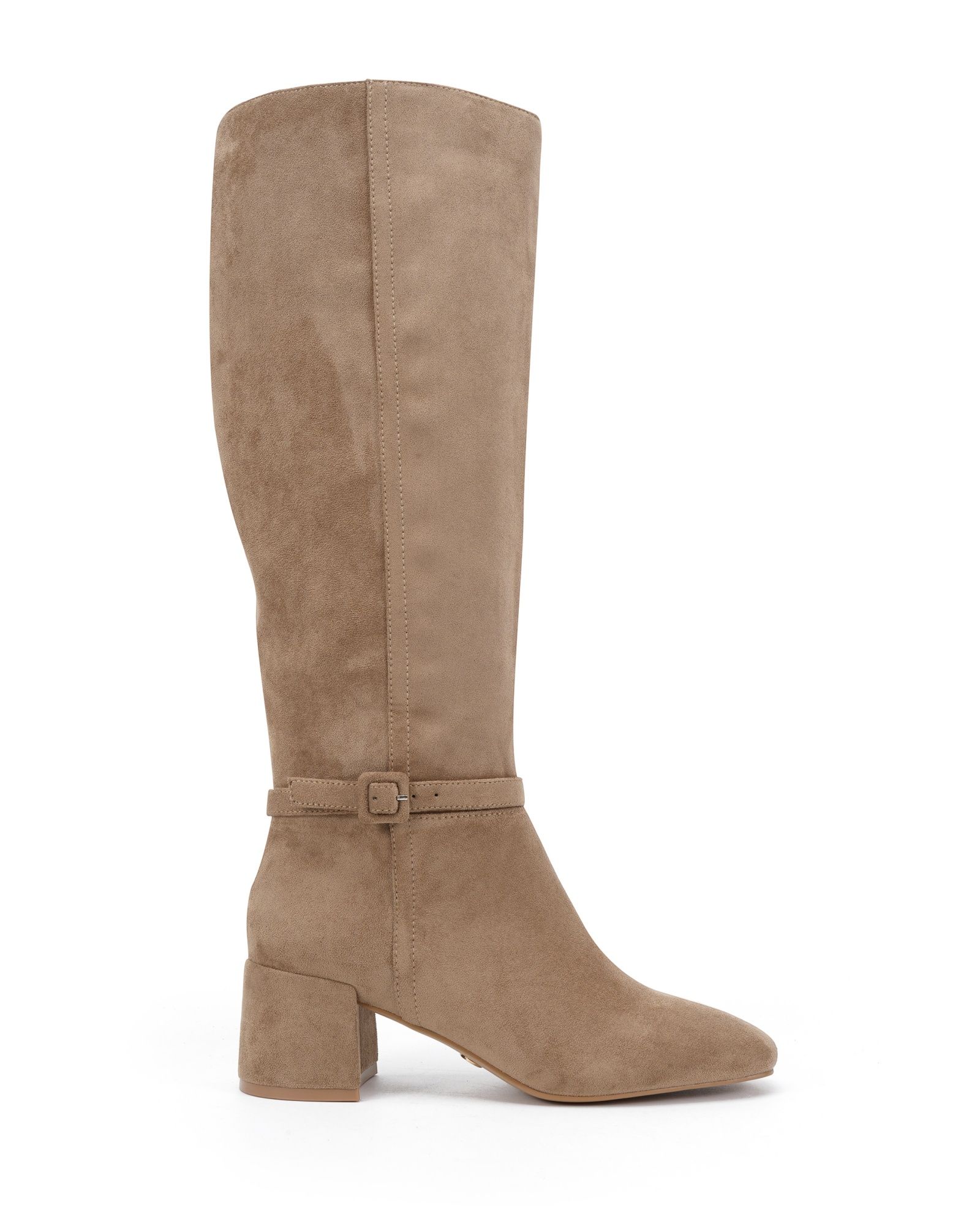 Wide Fit Goldie Brown Block Heel Buckle Detail Knee Boot