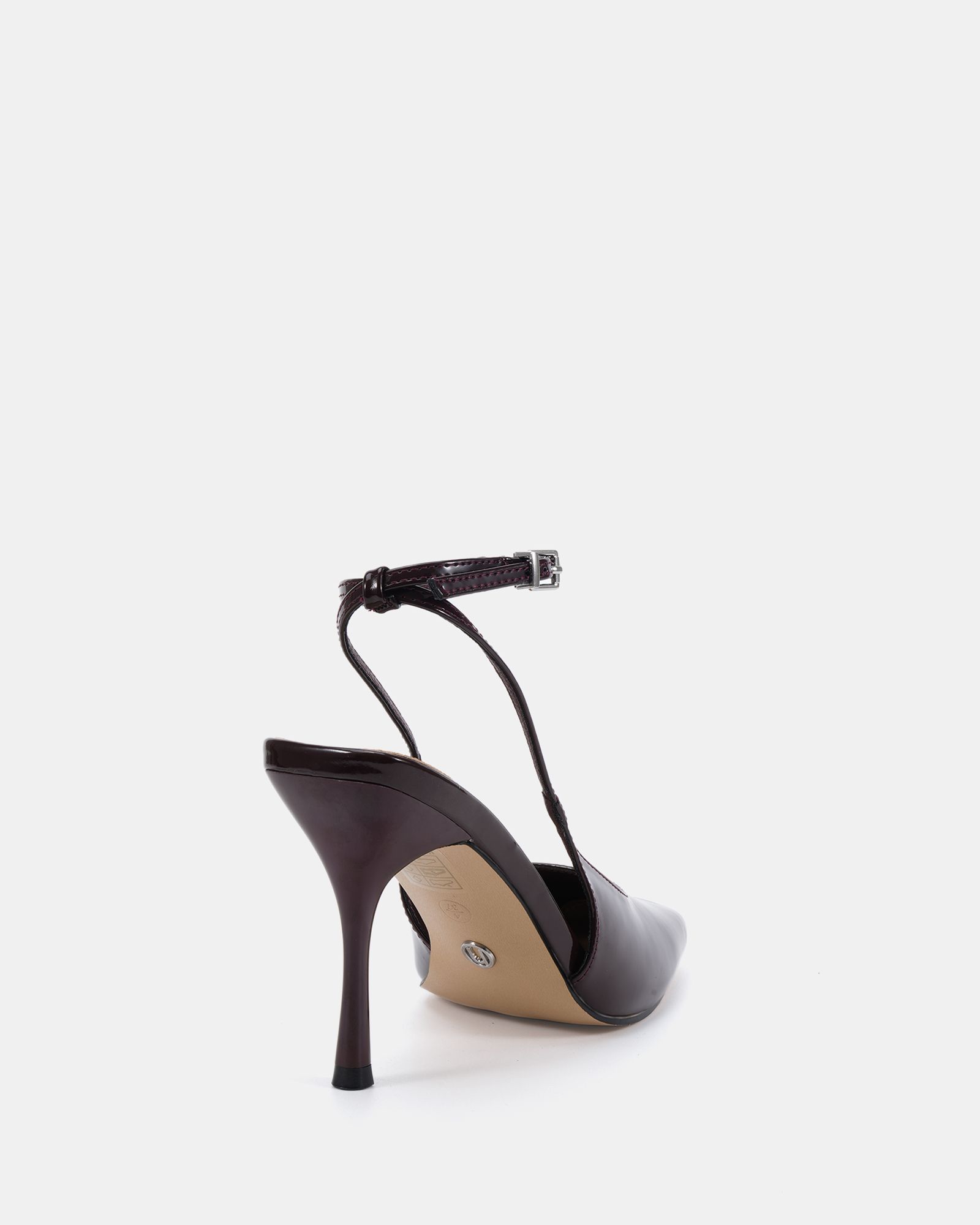 WIDE FIT ICON Brown Square Toe High Stiletto Slingback Ankle