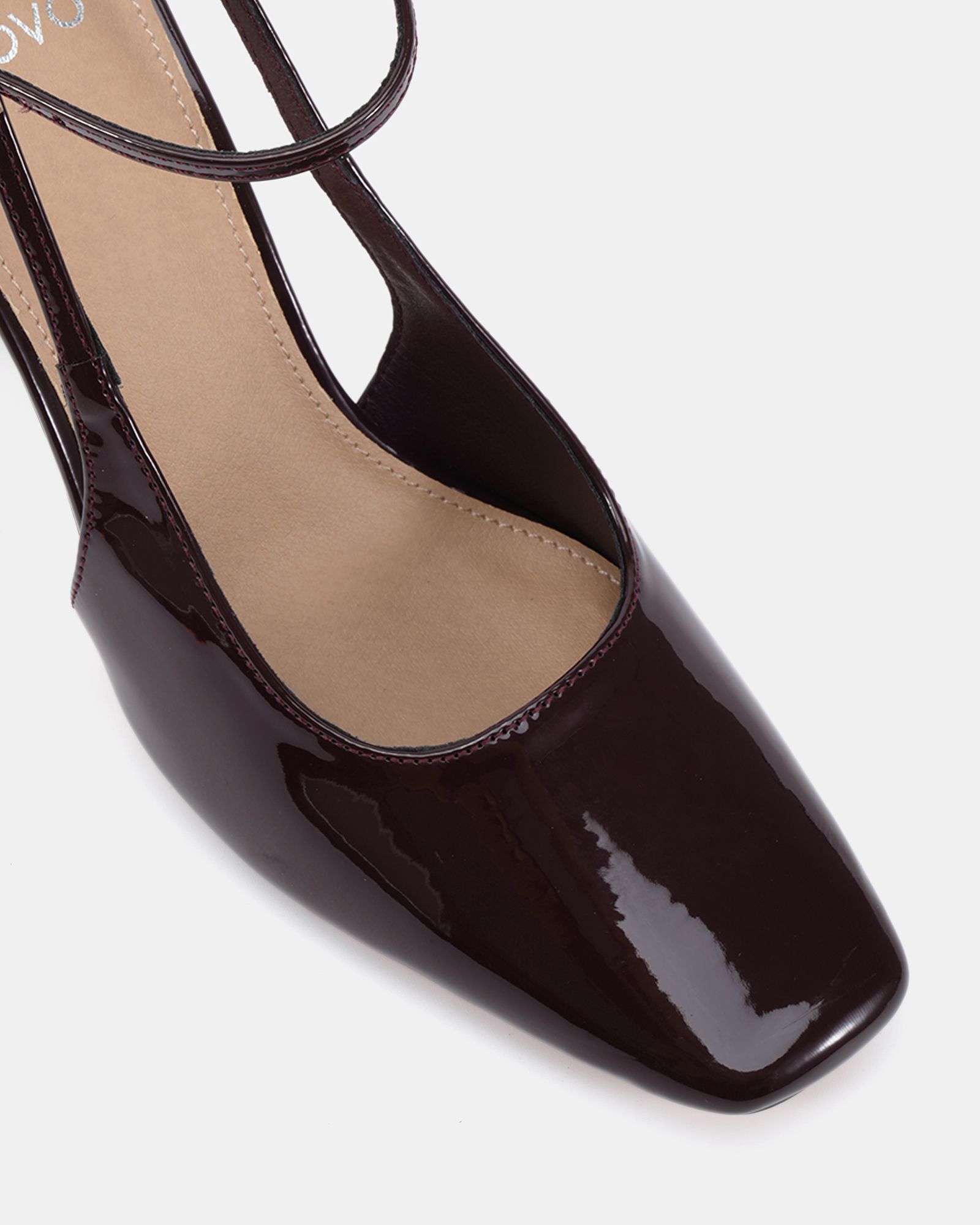 ICON Brown Square Toe High Stiletto Slingback Ankle Strap Cou