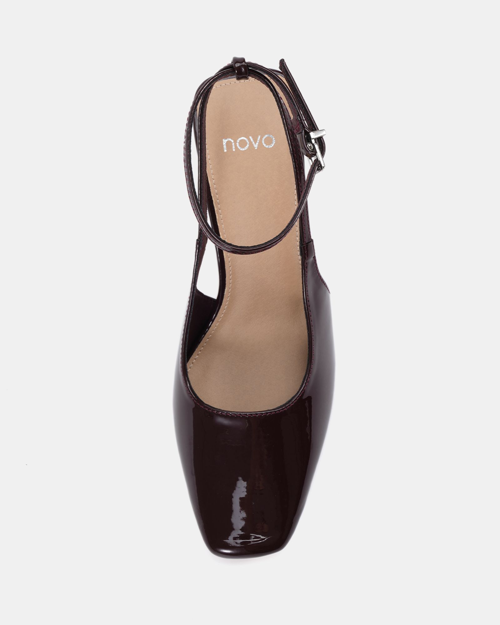 WIDE FIT ICON Brown Square Toe High Stiletto Slingback Ankle