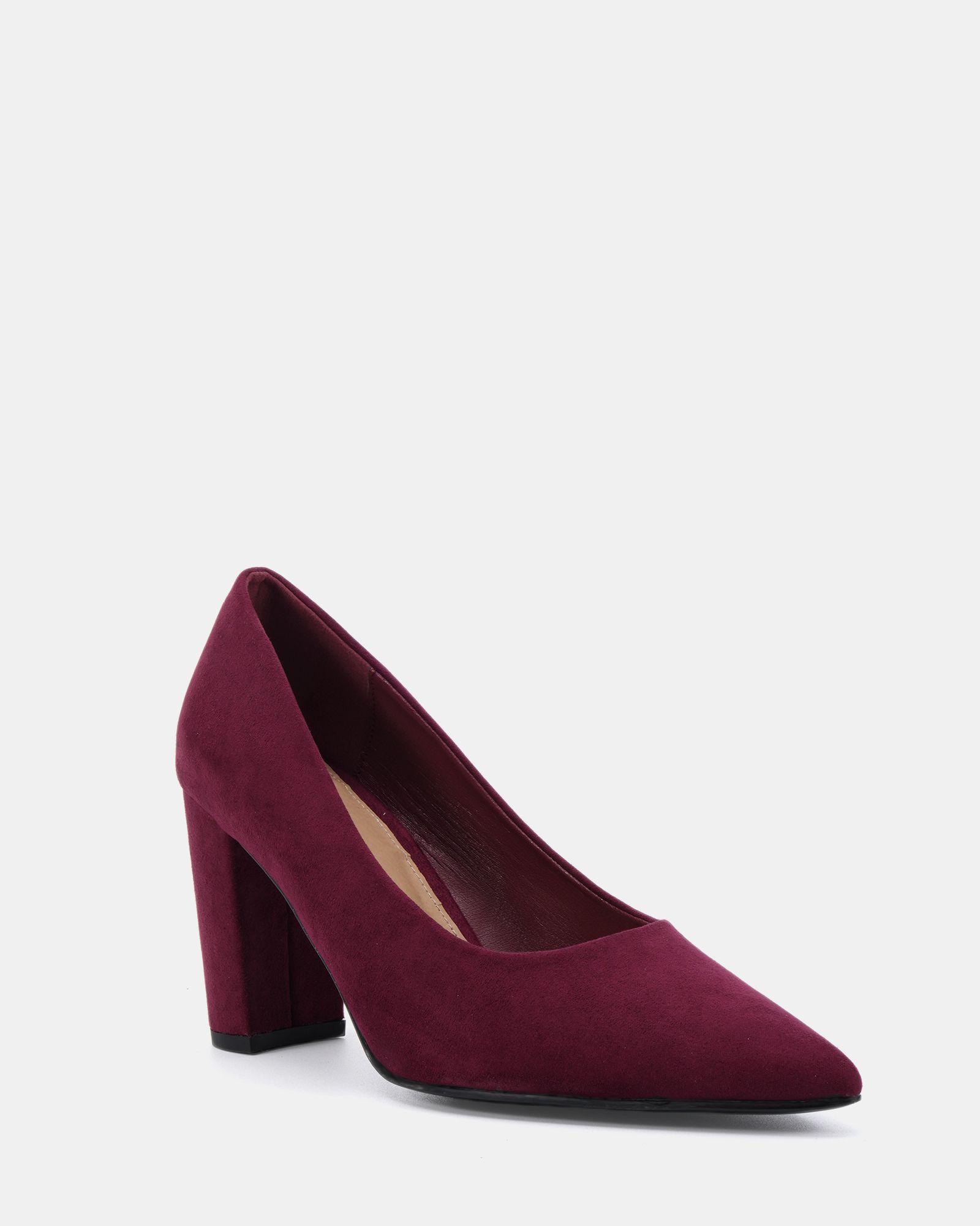 ILLIANA Burgundy Block Heel Point Court