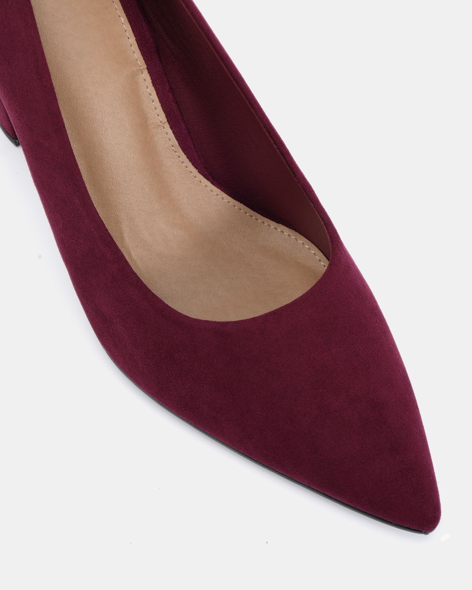 ILLIANA Burgundy Block Heel Point Court