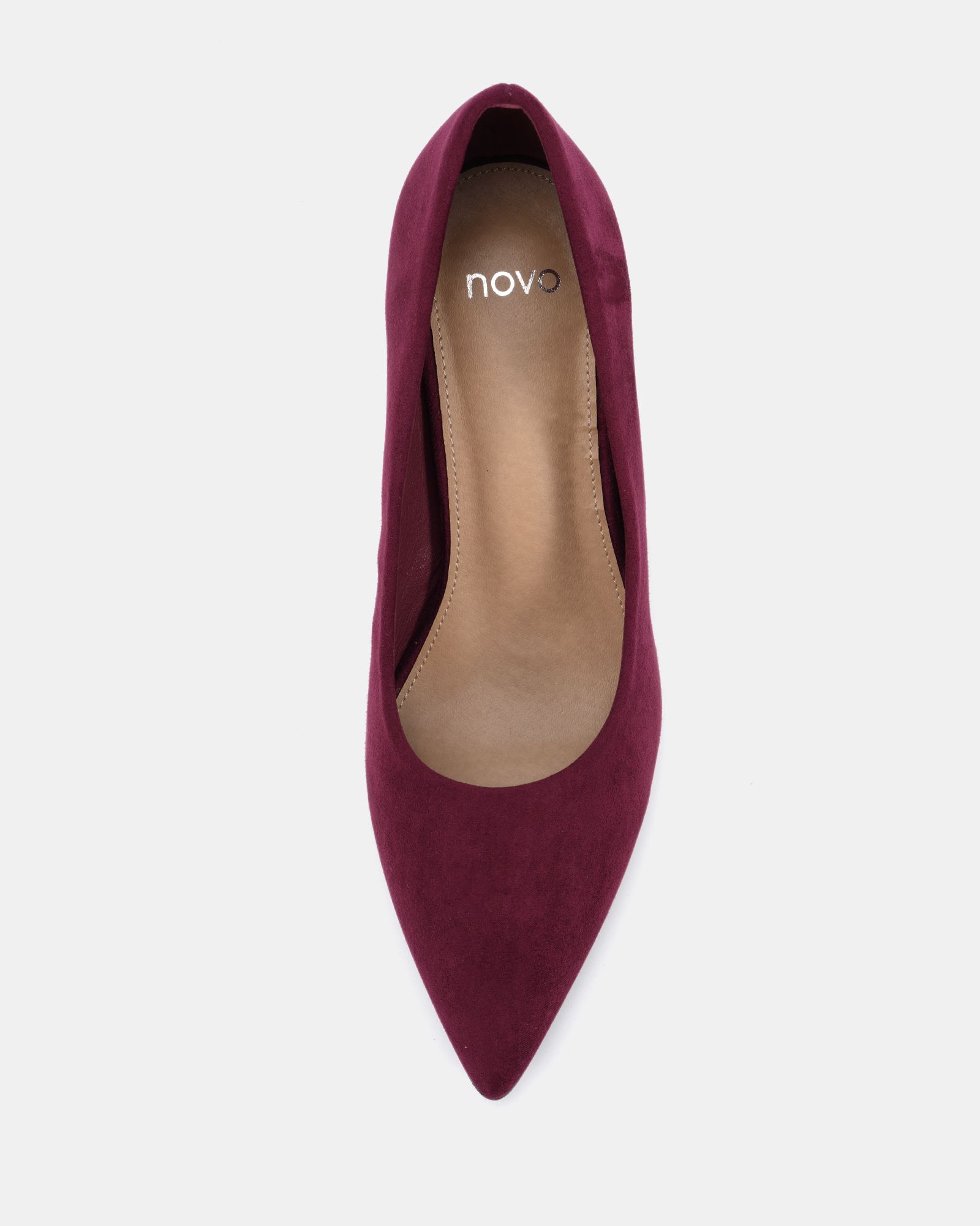 WIDE FIT ILLIANA Burgundy Block Heel Point Court