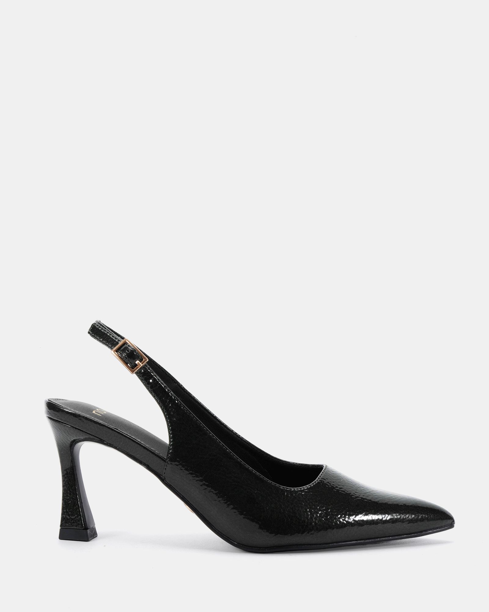 Illy Black Slingback Mid Heel Point Court Shoe