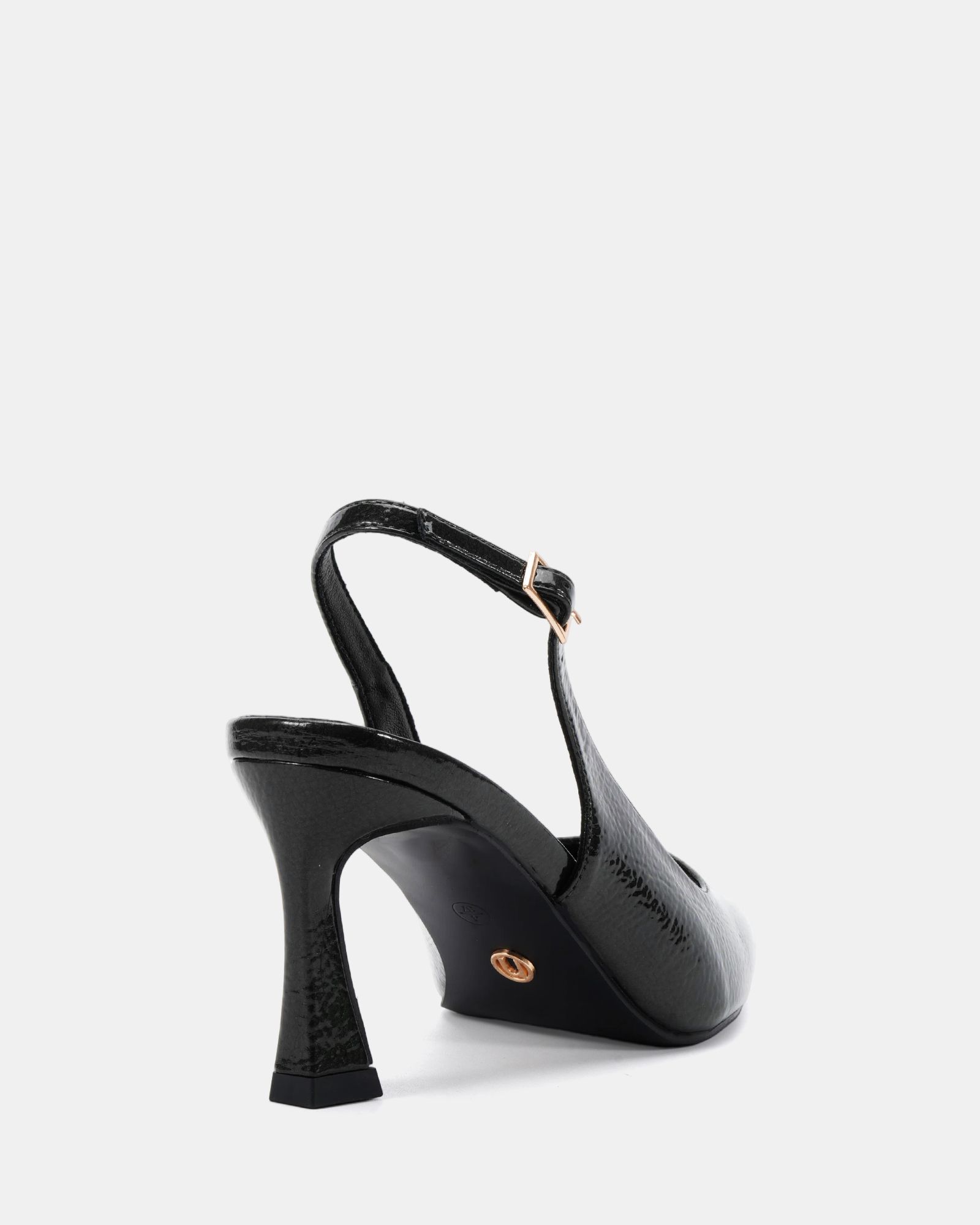Illy Black Slingback Mid Heel Point Court Shoe