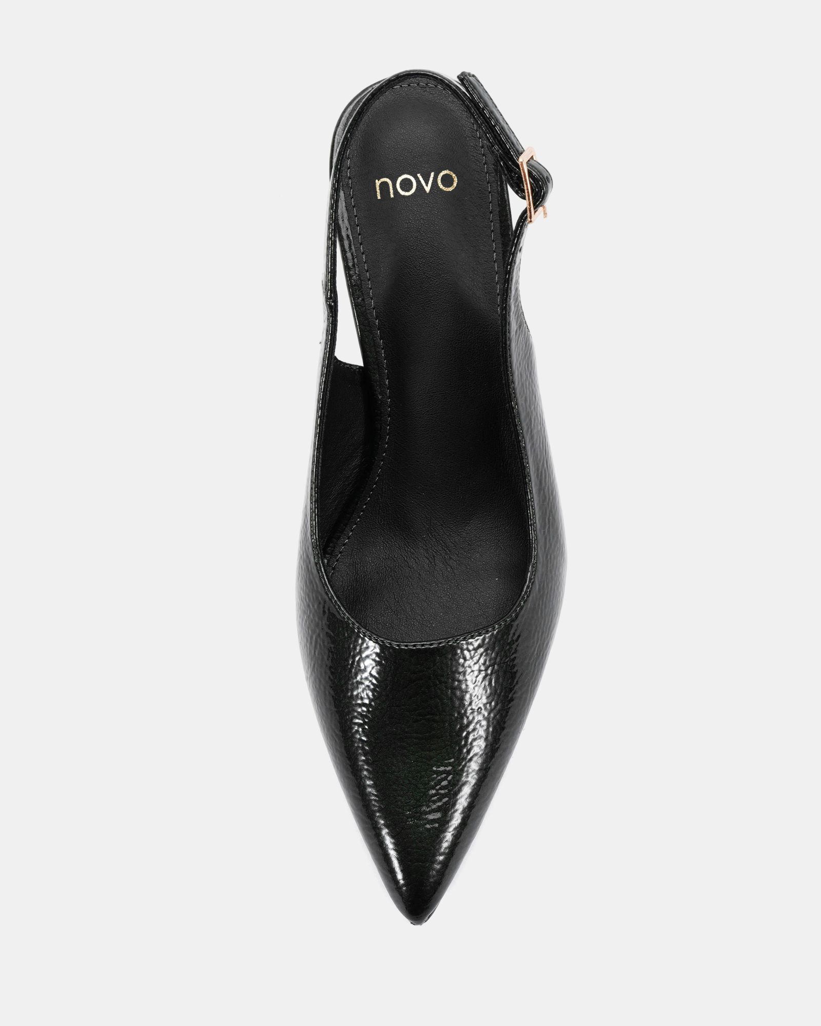 Illy Black Slingback Mid Heel Point Court Shoe