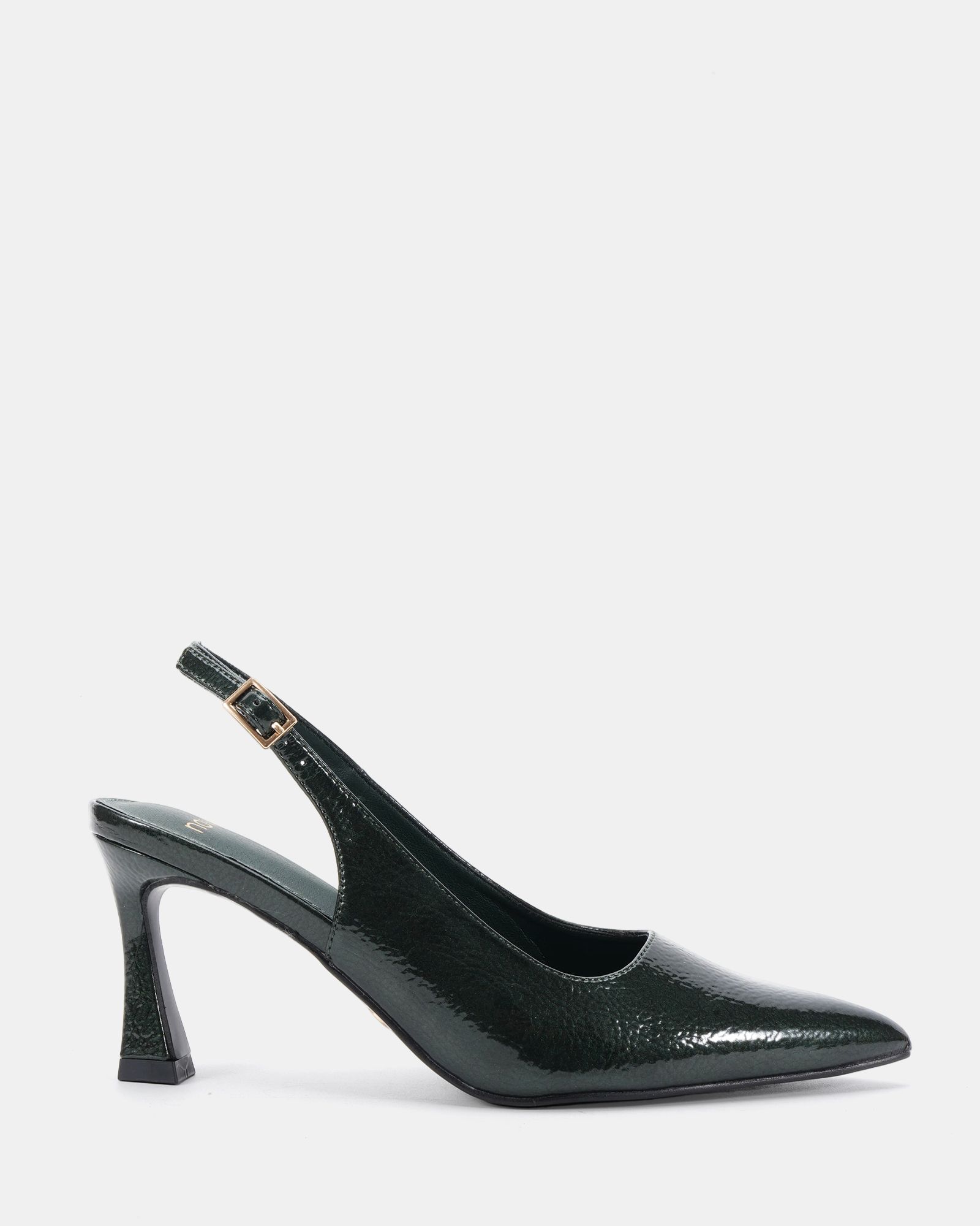 Wide Fit Illy Green Slingback Mid Heel Point Court Shoe