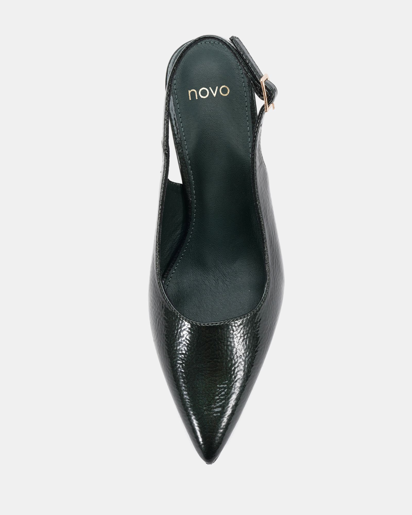 Wide Fit Illy Green Slingback Mid Heel Point Court Shoe
