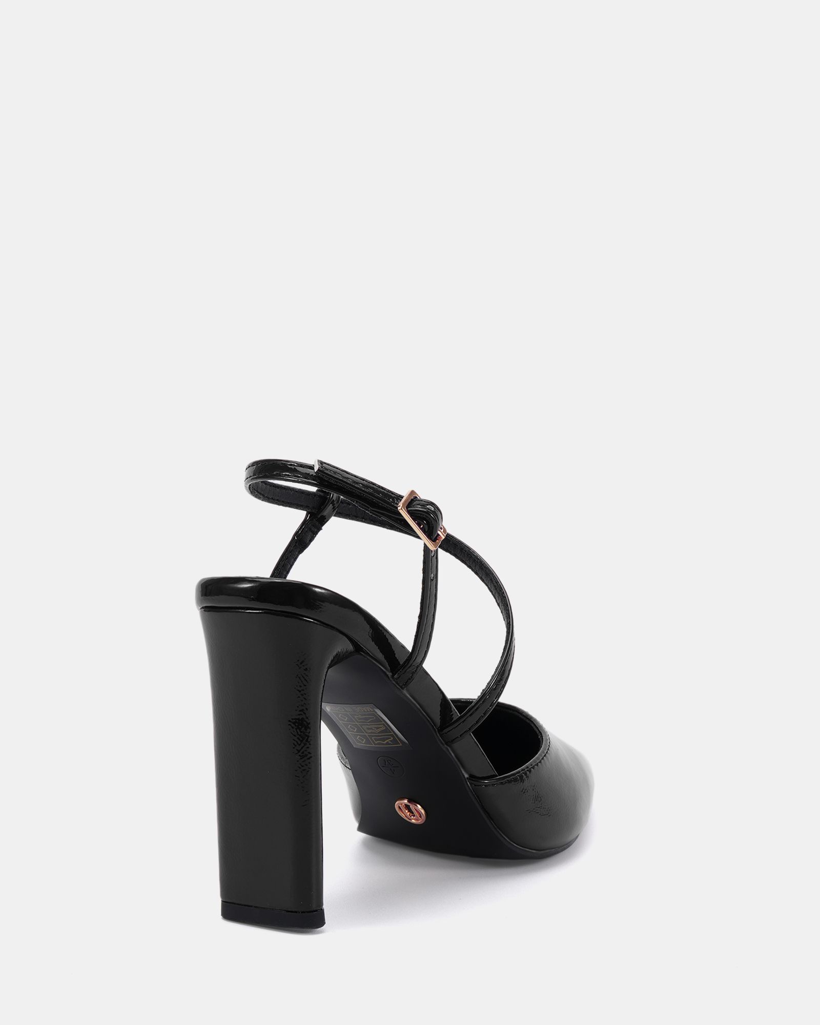 WIDE FIT INDIE Black Point Toe Strappy Court Shoe