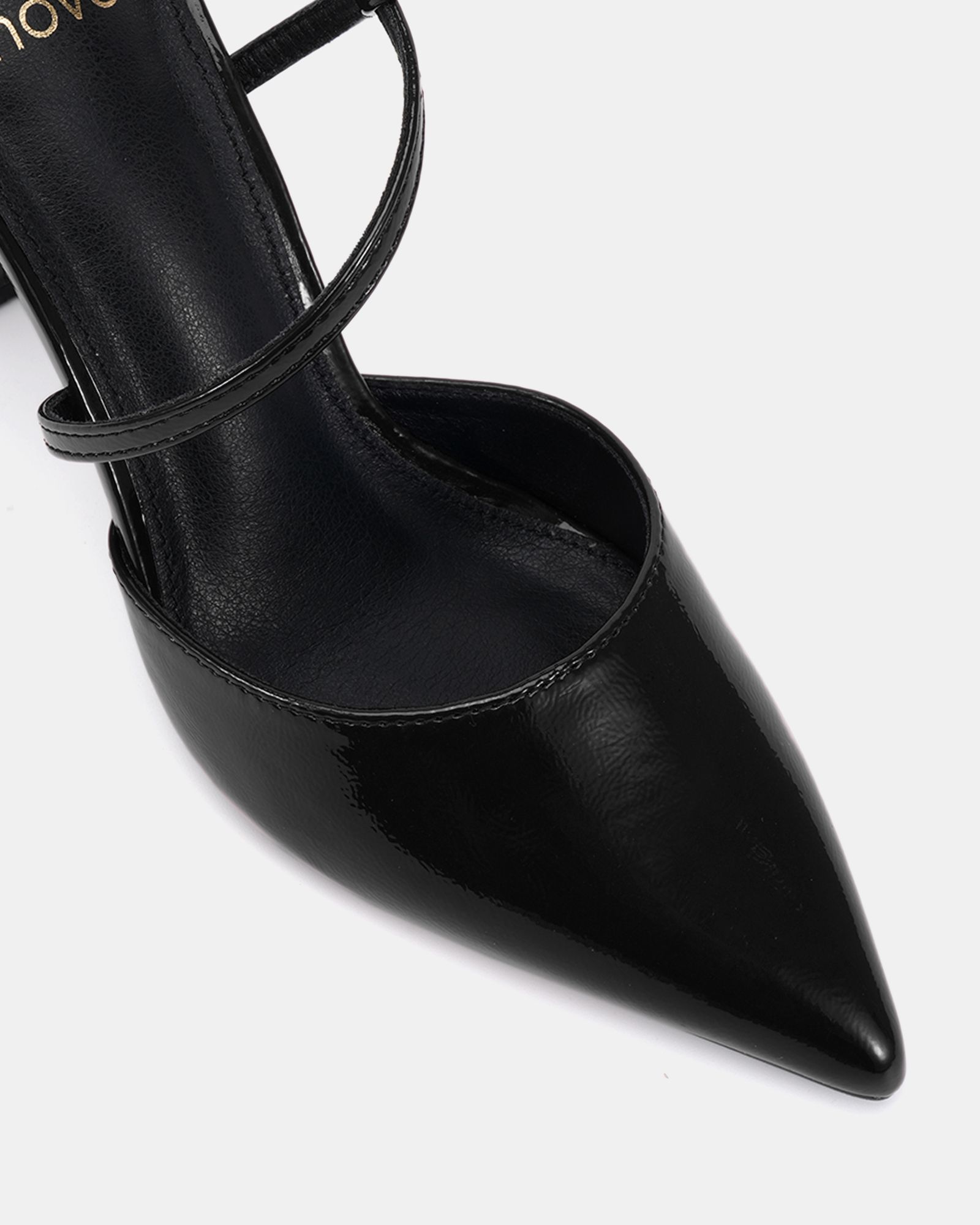 WIDE FIT INDIE Black Point Toe Strappy Court Shoe