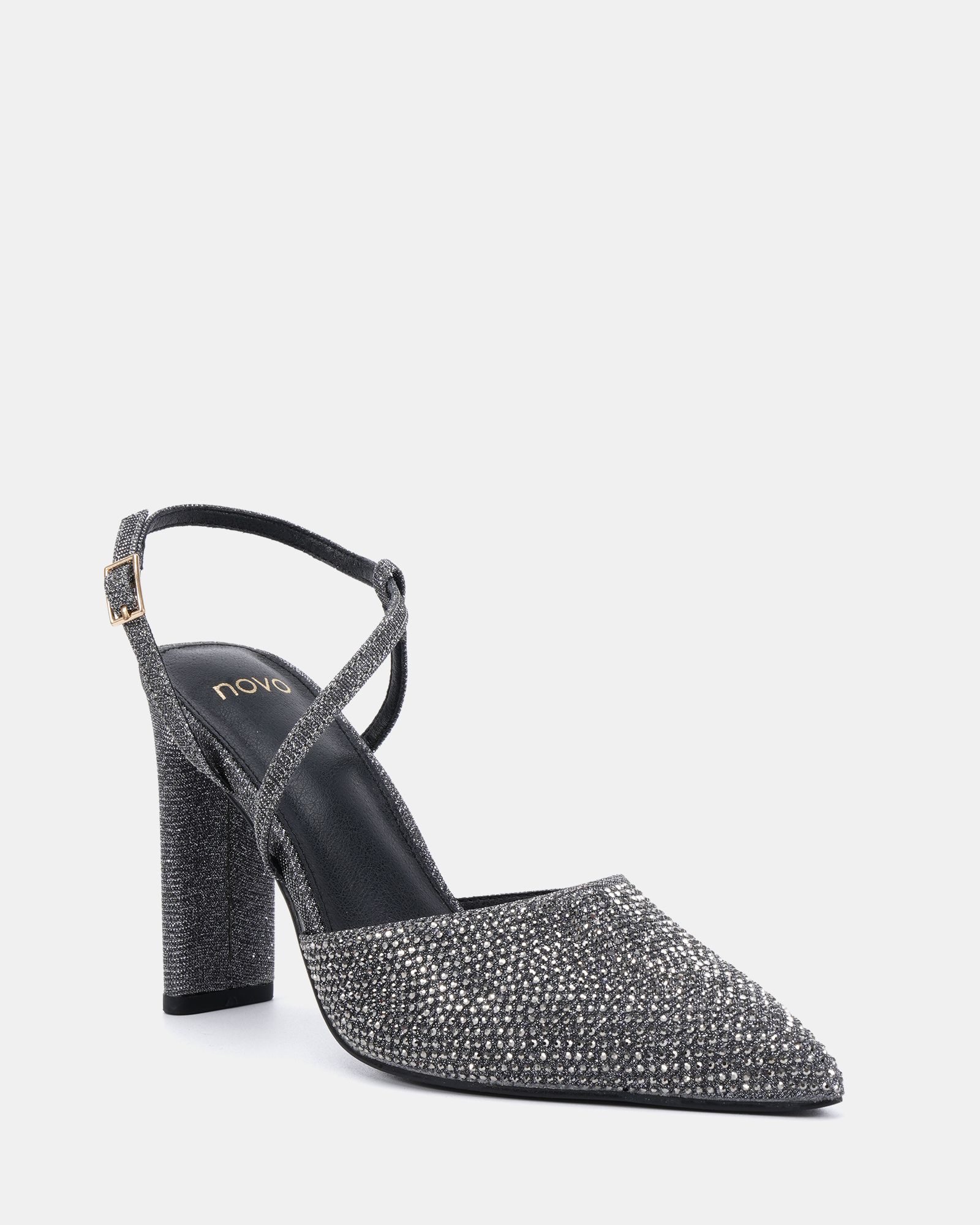 INDIE Pewter Point Toe Strappy Court Shoe