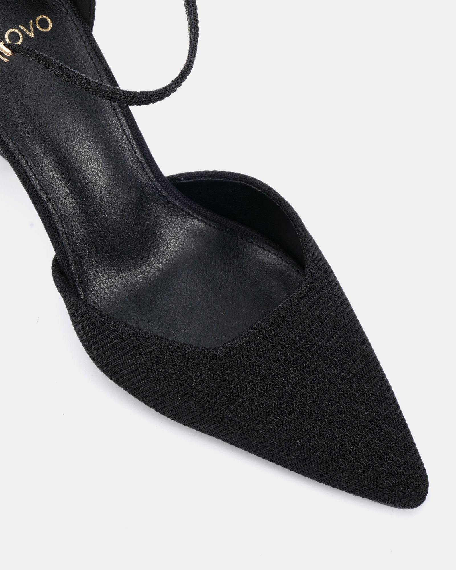 Wide Fit Infatuate Black High Point Ankle Strap Court