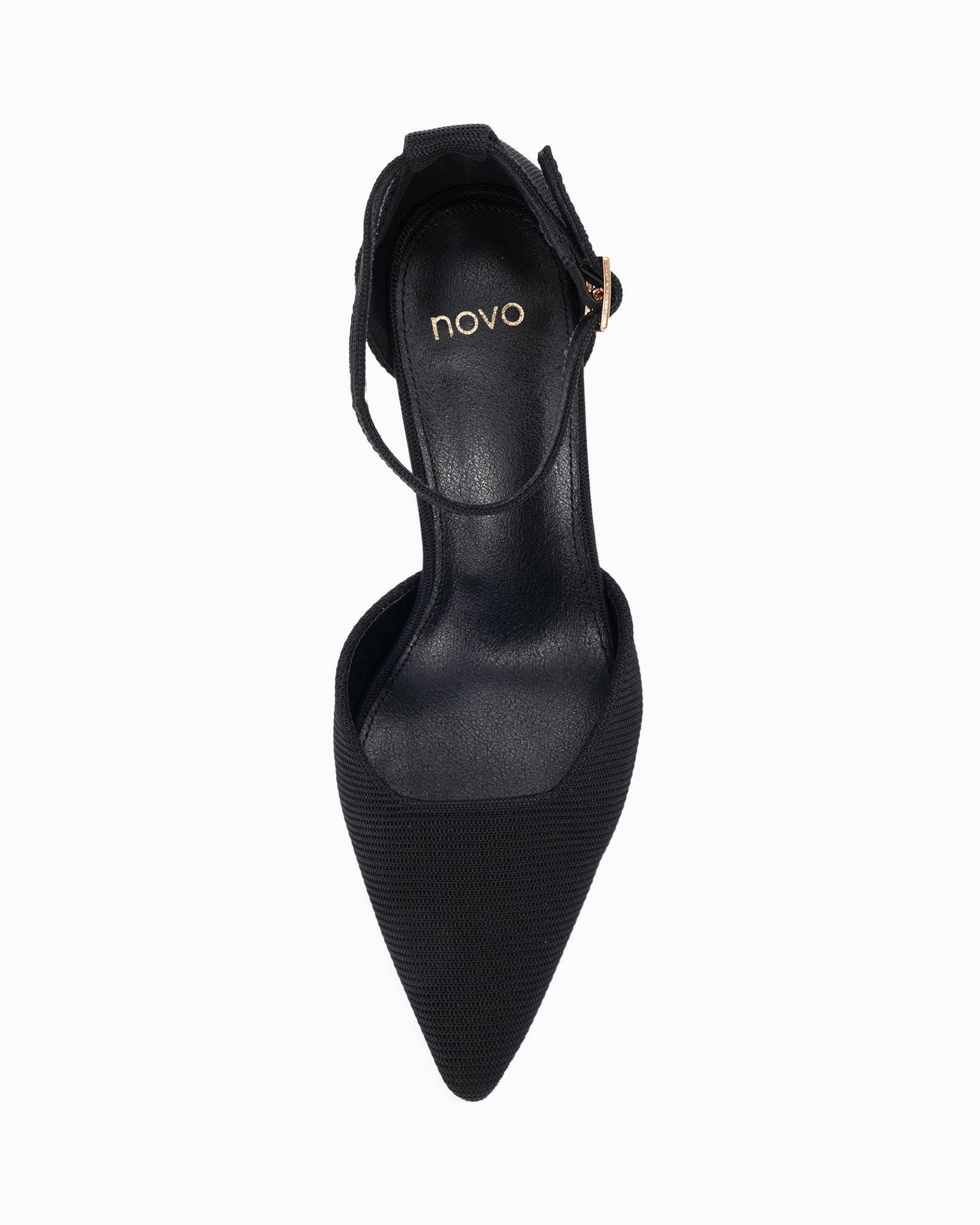 Wide Fit Infatuate Black High Point Ankle Strap Court