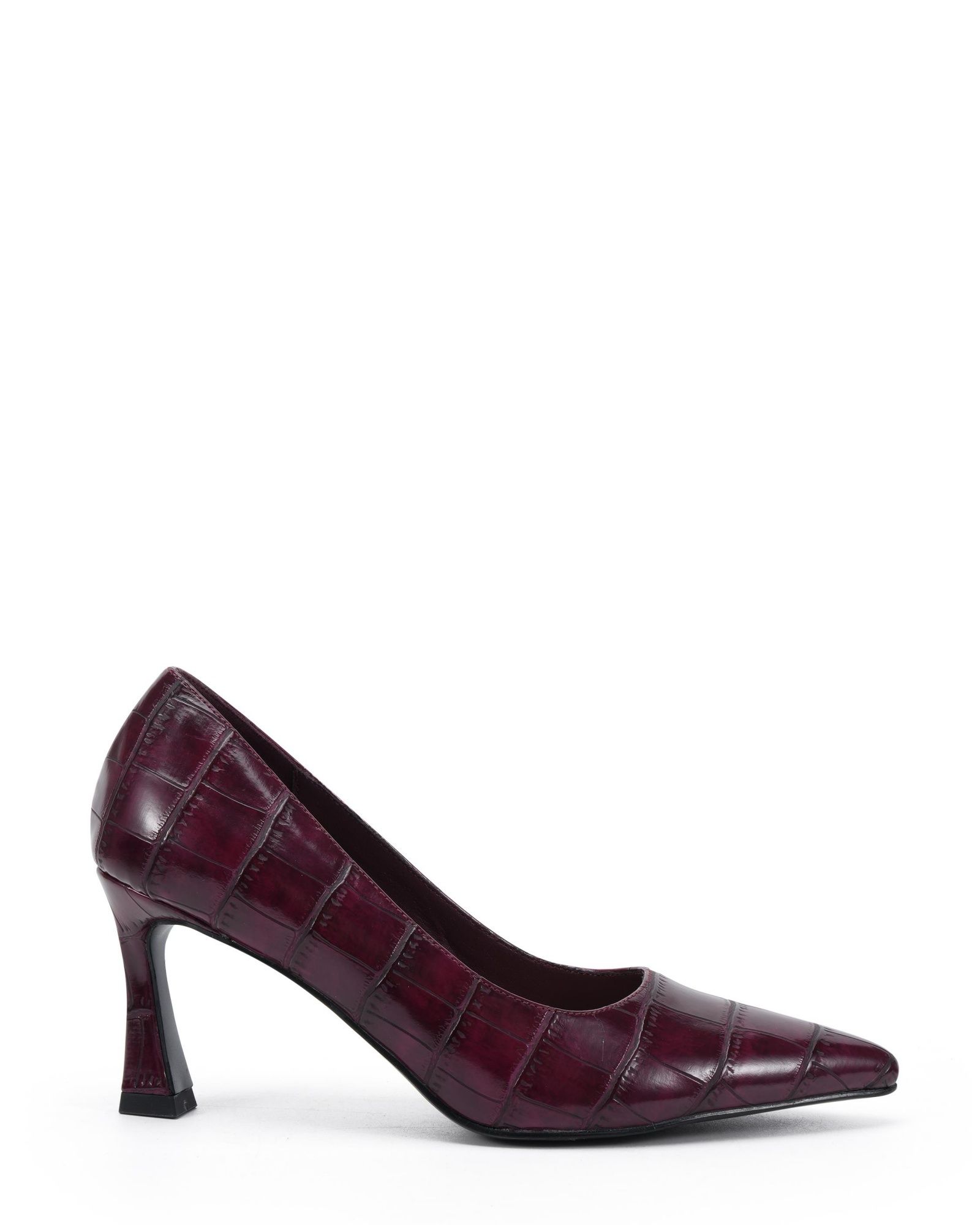 Wide Fit Iona Burgundy Mid Height Point Toe Court Shoe