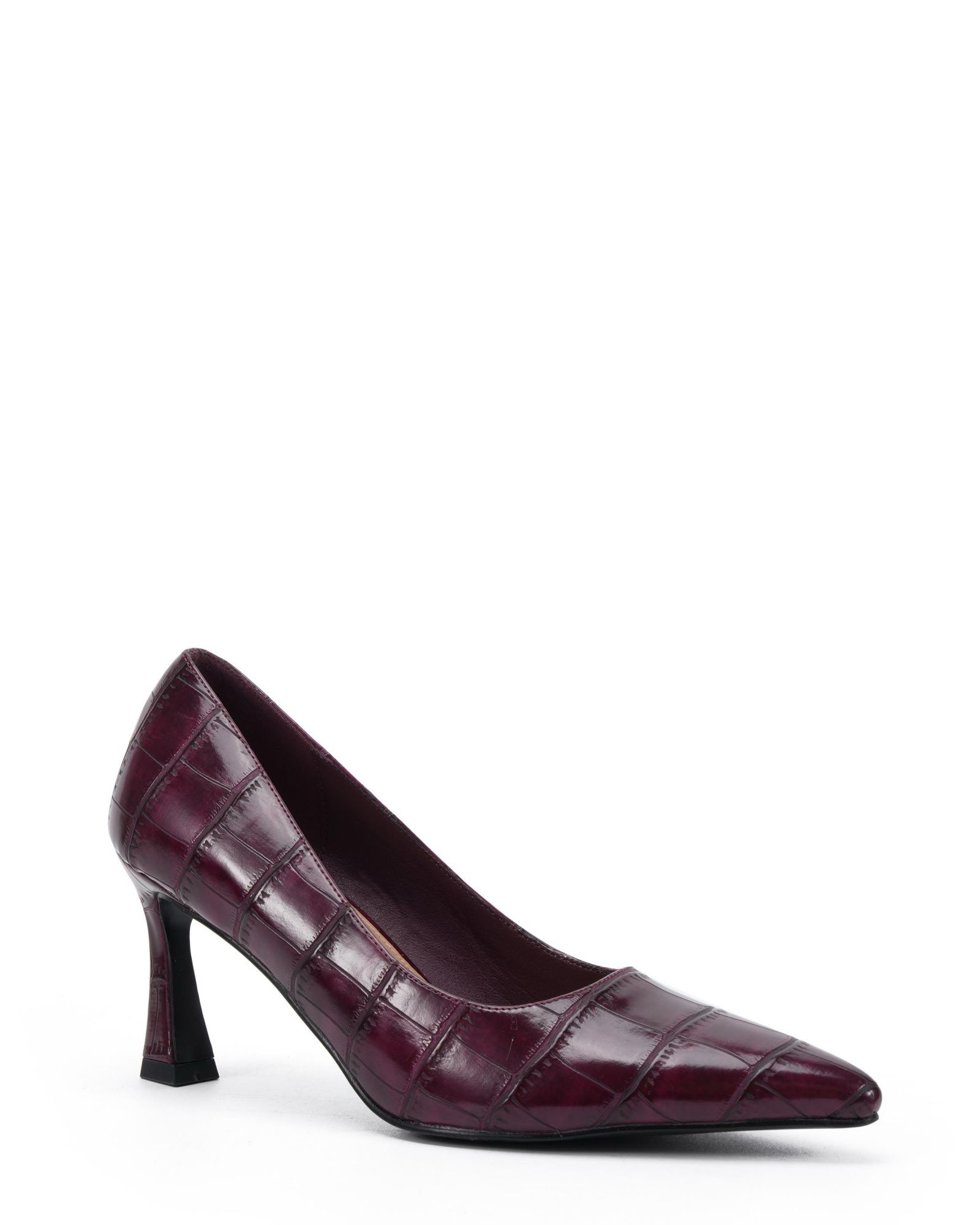 Wide Fit Iona Burgundy Mid Height Point Toe Court Shoe