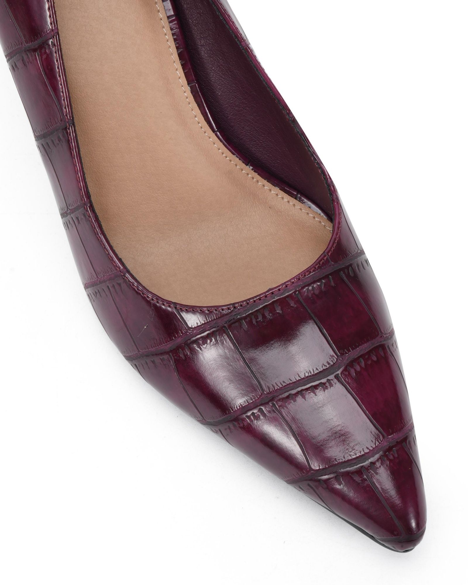 Iona Burgundy Mid Height Point Toe Court Shoe