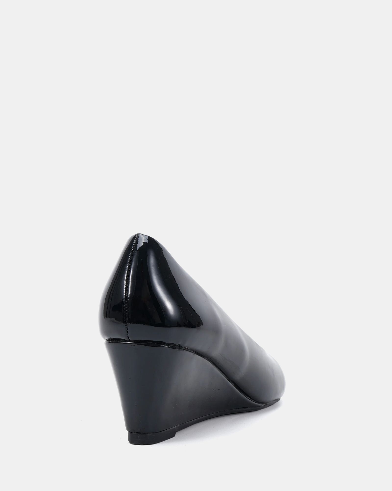 Iris Black Round Toe Mid Wedge Court Shoe