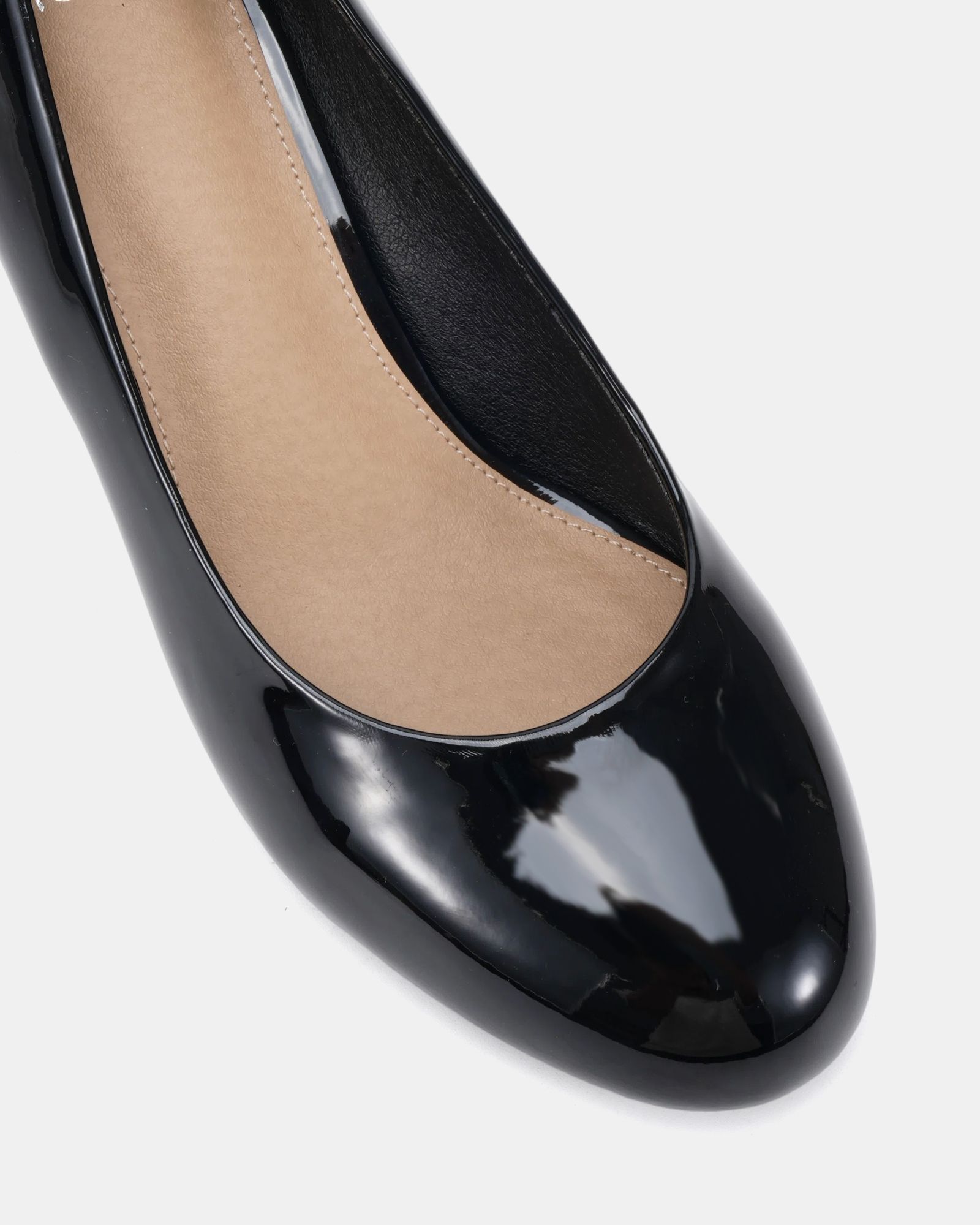 Iris Black Round Toe Mid Wedge Court Shoe