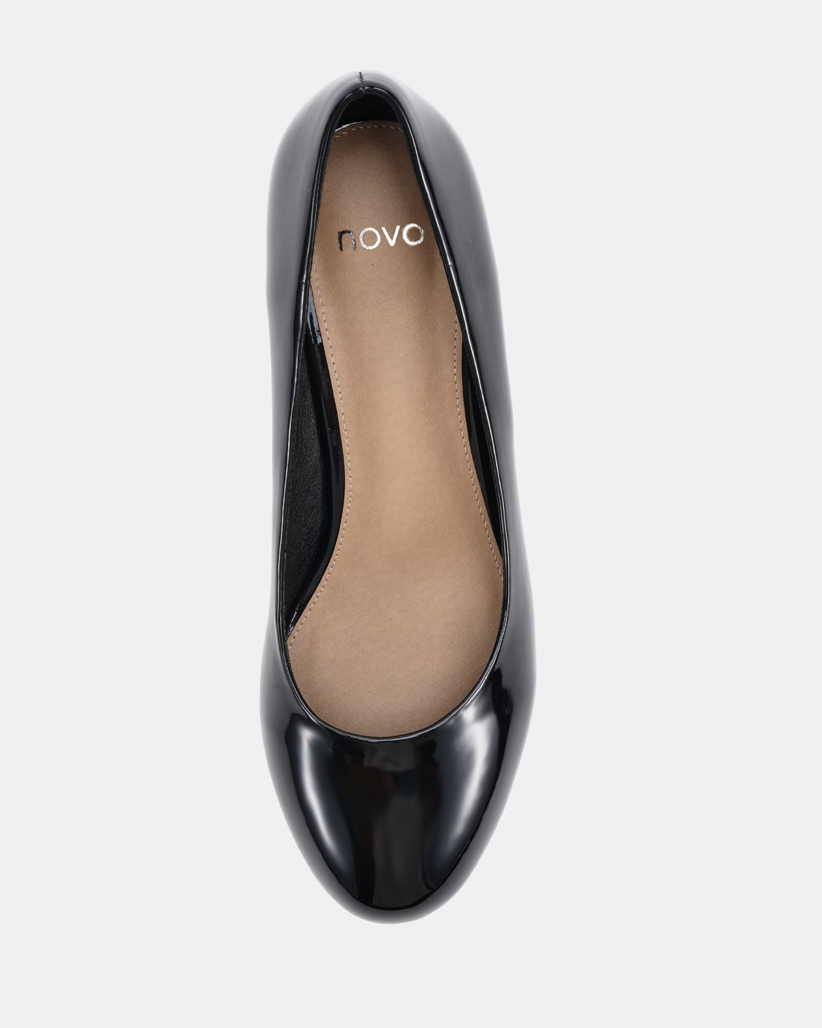 Iris Black Round Toe Mid Wedge Court Shoe