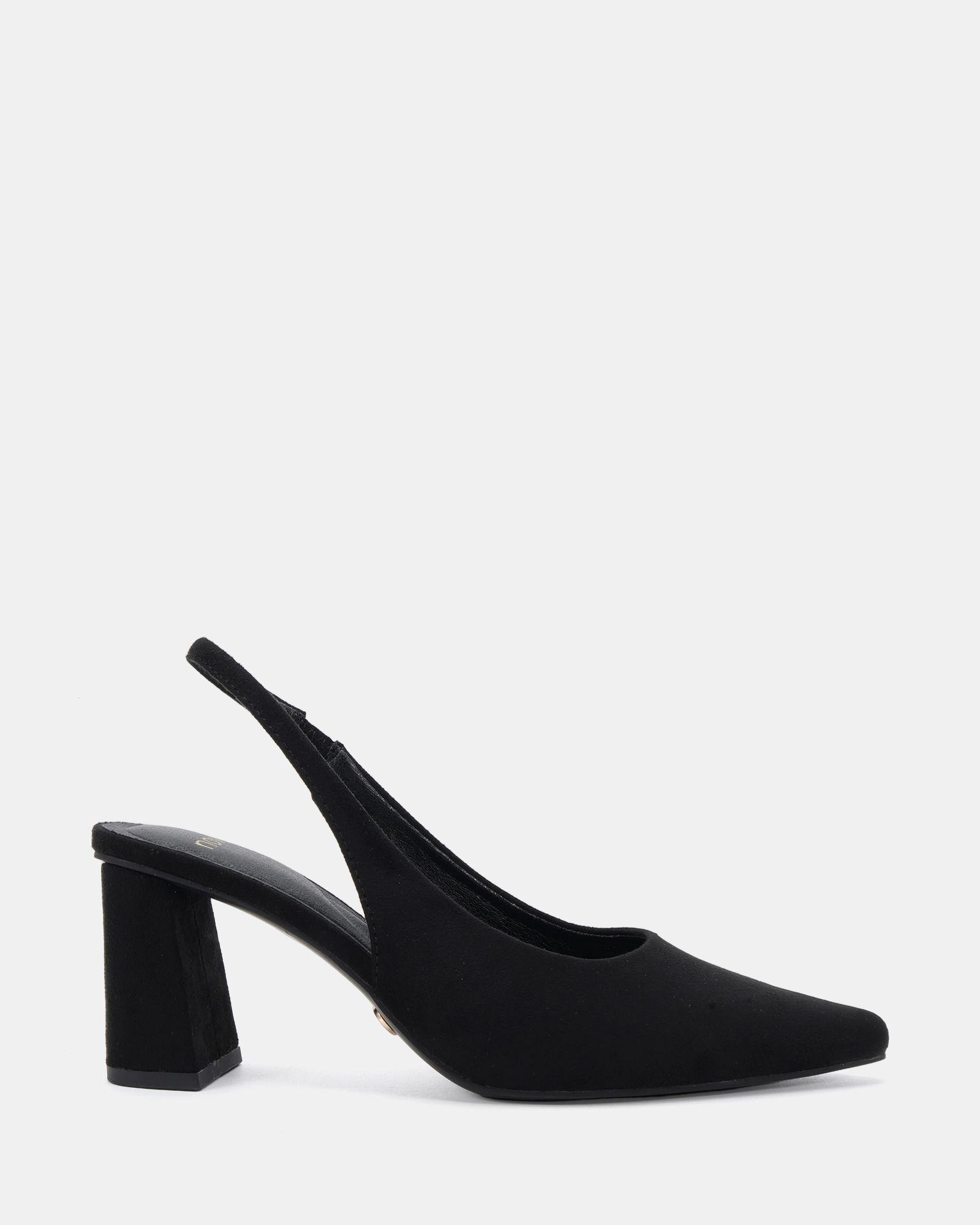 Wide Fit Isla Black Block Heel Slingback Point Court