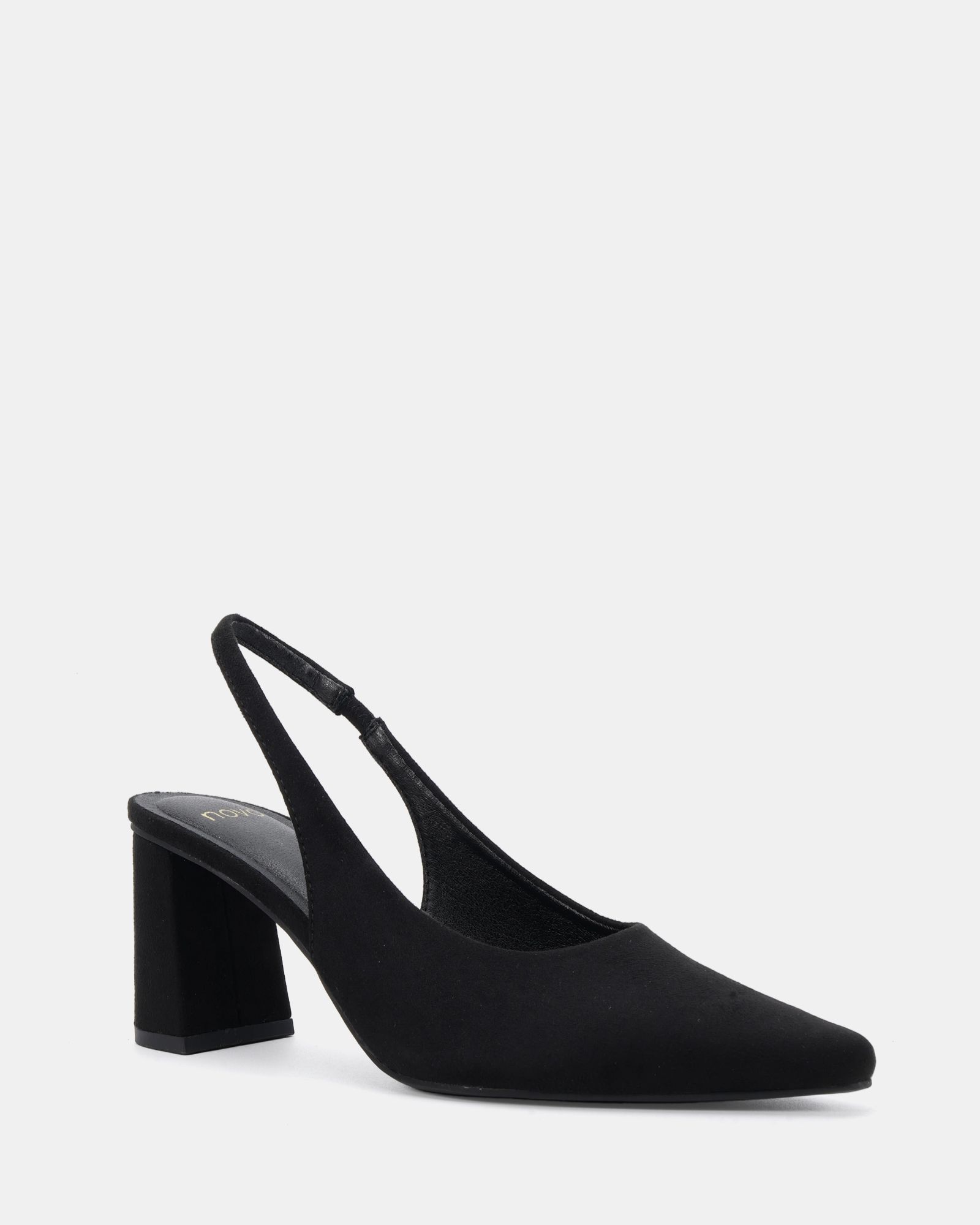 Wide Fit Isla Black Block Heel Slingback Point Court