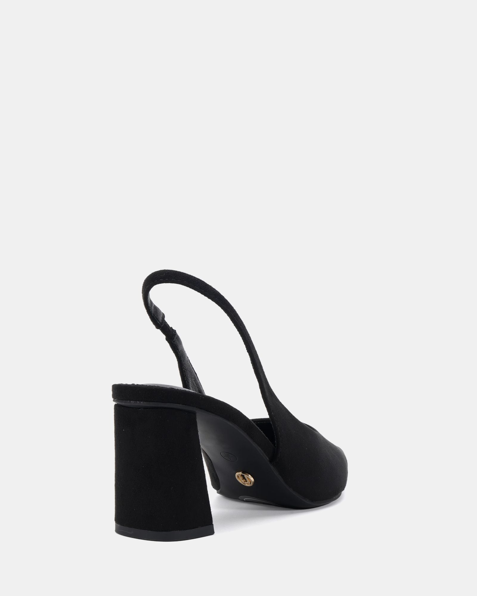 Isla Black Block Heel Slingback Point Court