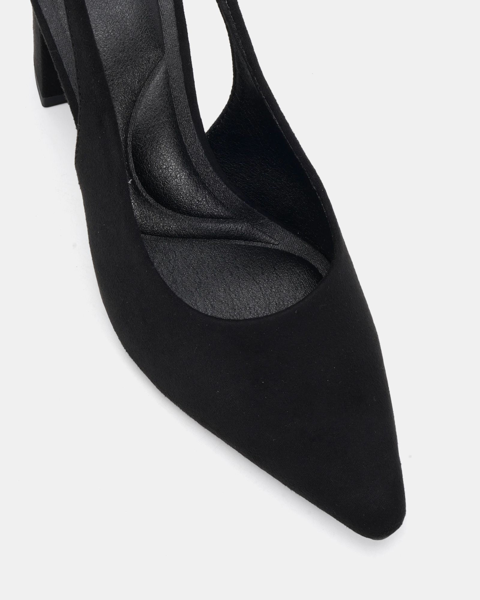 Isla Black Block Heel Slingback Point Court