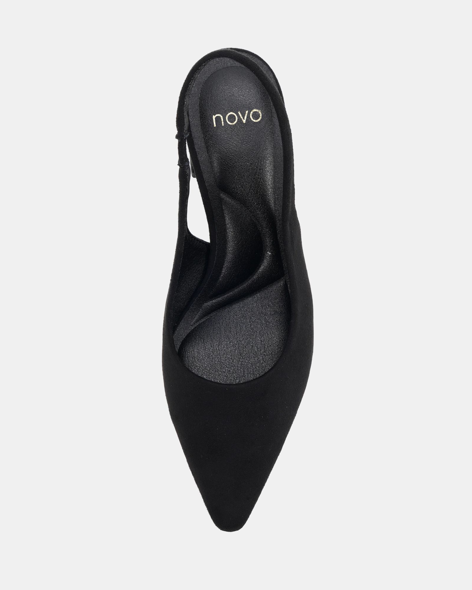 Isla Black Block Heel Slingback Point Court