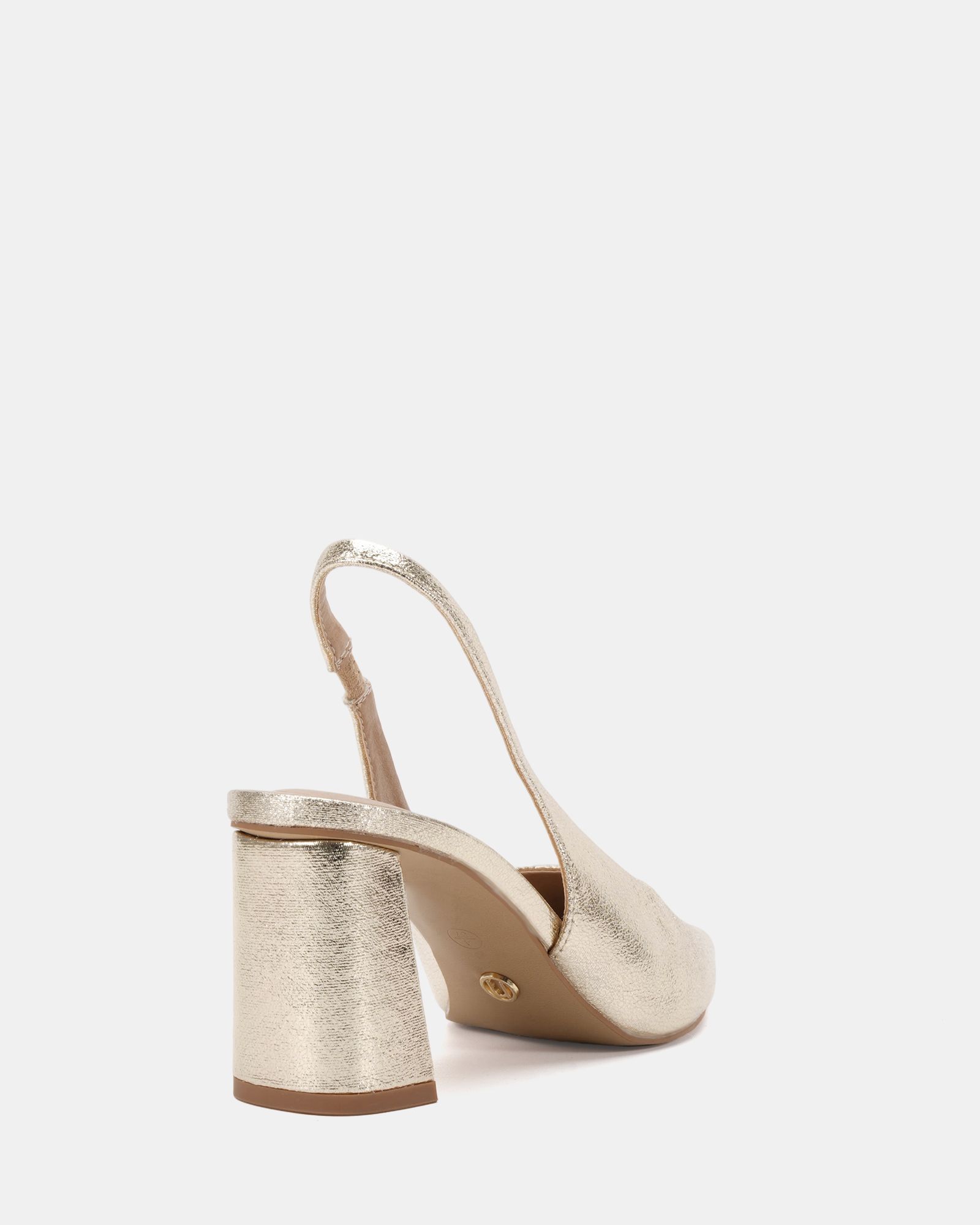 Wide Fit Isla Gold Block Heel Slingback Point Court
