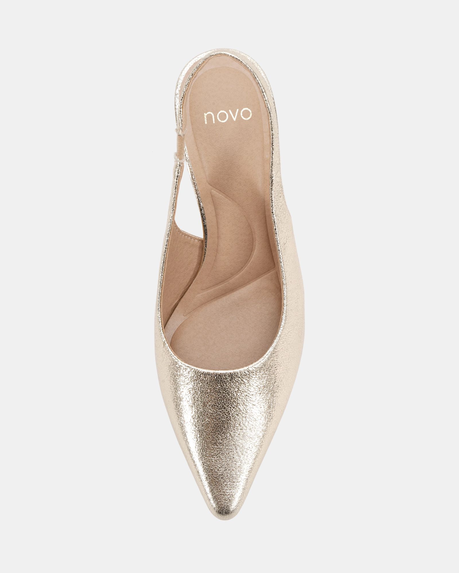 Wide Fit Isla Gold Block Heel Slingback Point Court