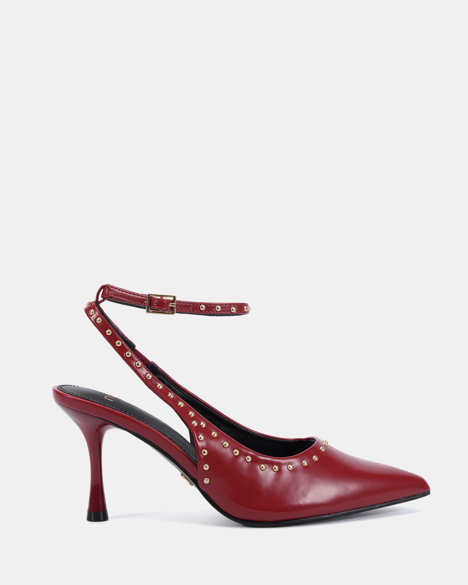 ITALIA Stud Detail Red Ankle Strap Point Court