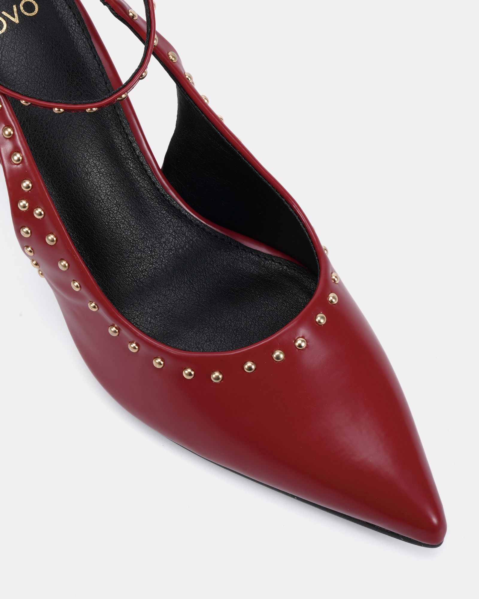 ITALIA Stud Detail Red Ankle Strap Point Court