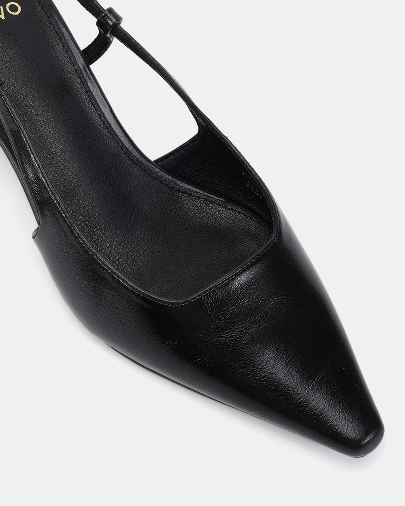 WIDE FIT IZZY Black Low Heel Slingback Point Court
