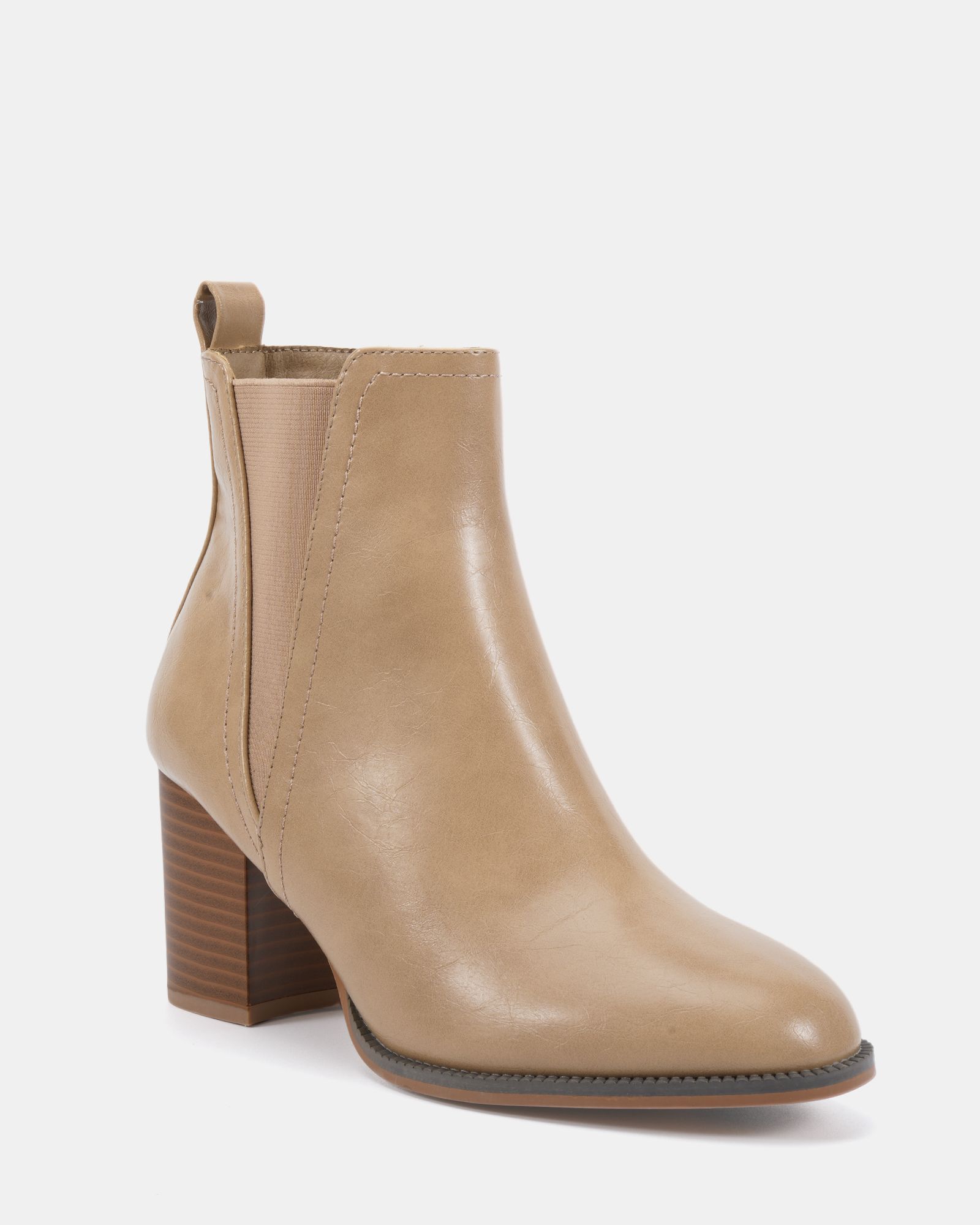 Wide Fit Jessie Taupe Block Heel V Chelsea Ankle Boot