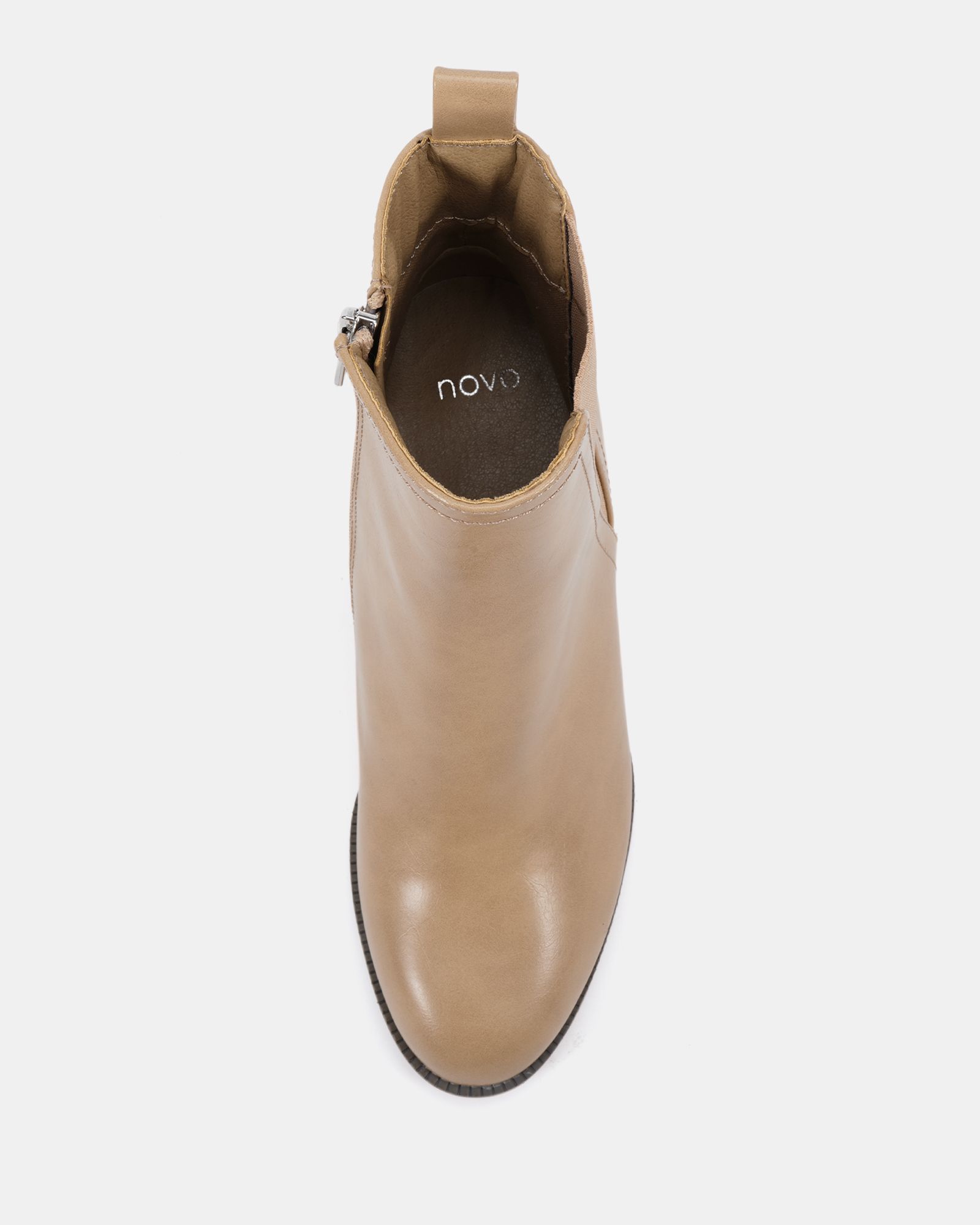 Wide Fit Jessie Taupe Block Heel V Chelsea Ankle Boot