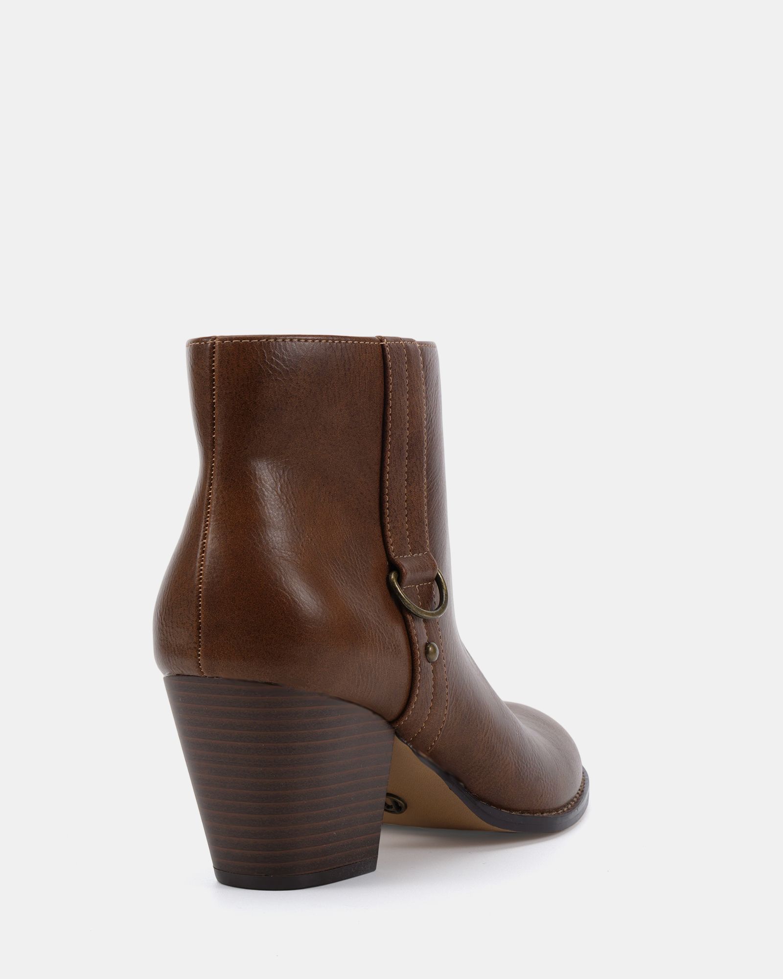 Wide Fit Juliette Tan Hardware Heeled Ankle Boot