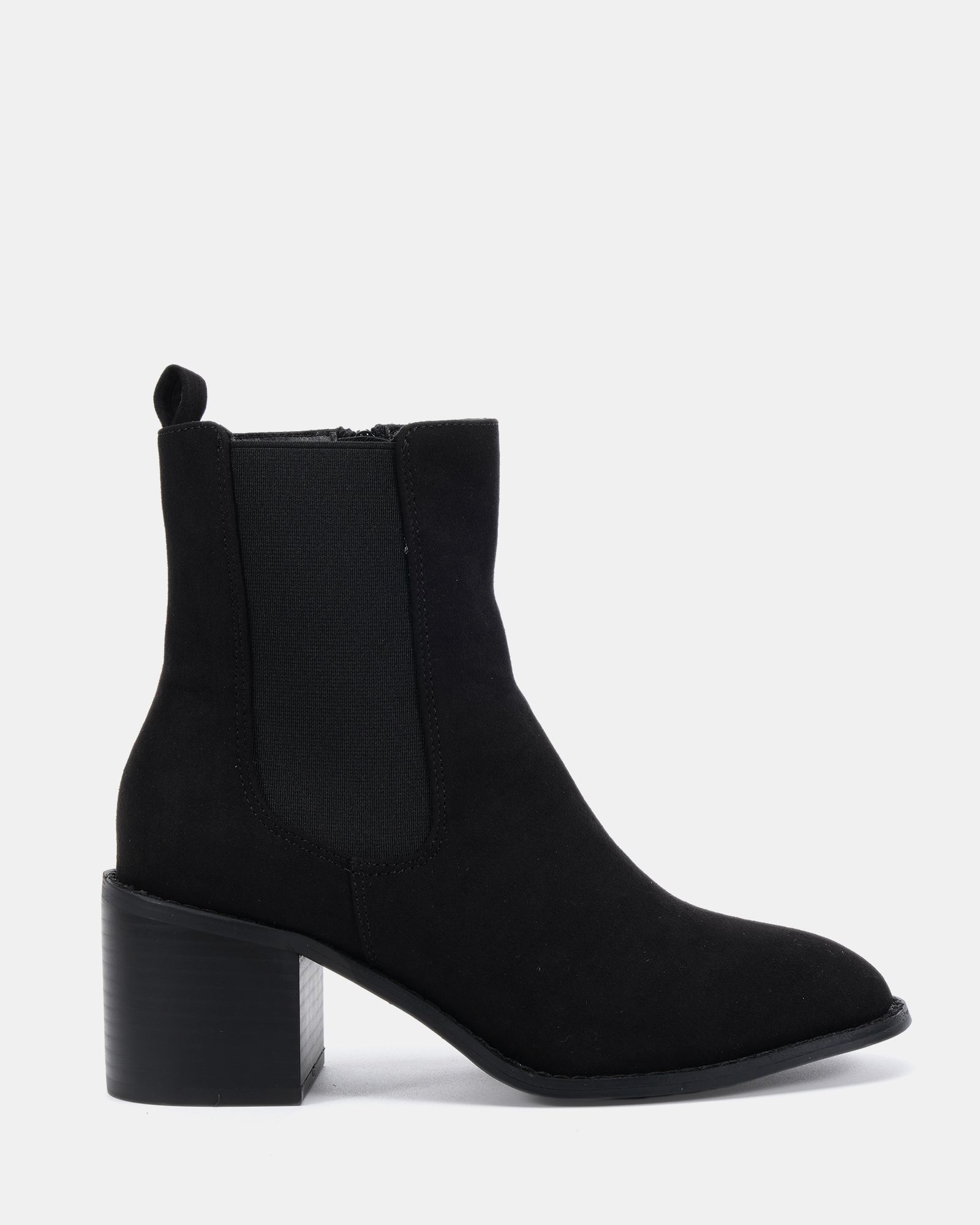 Juno Black Block Heel Chelsea Ankle Boot