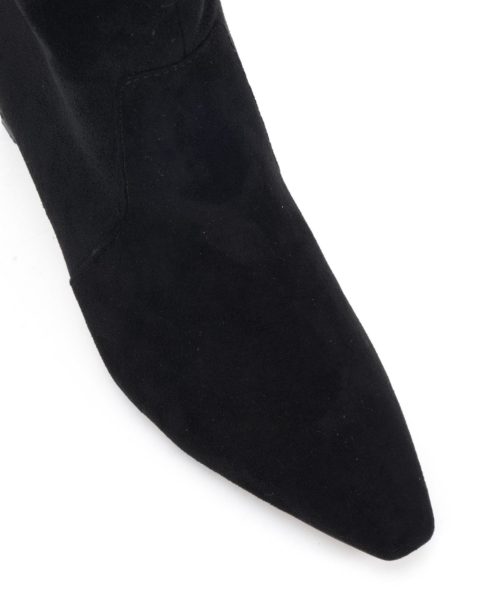 Kallie Black Ruched Ankle Mid Slim Block Boot