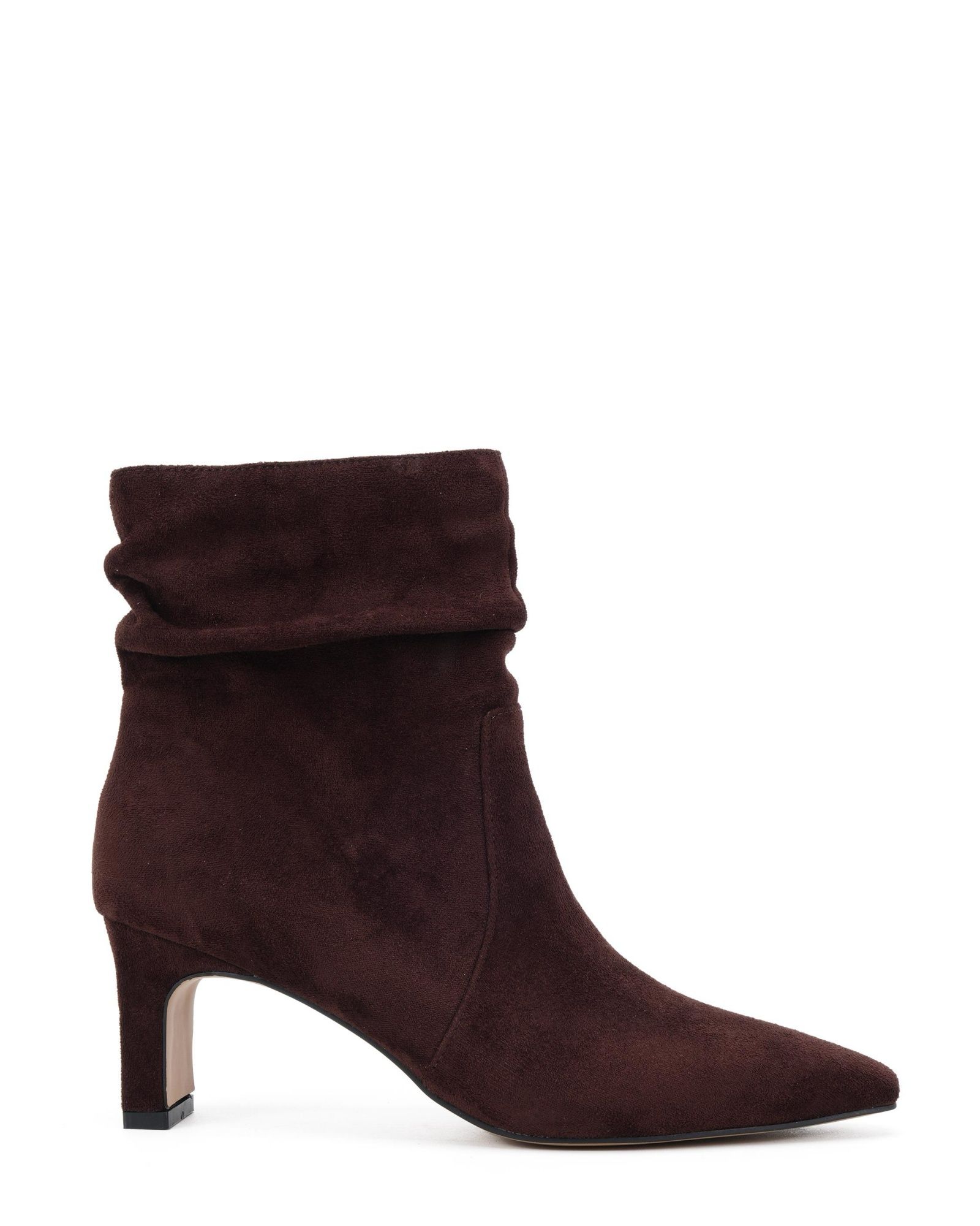Wide Fit Kallie Brown Ruched Ankle Mid Slim Block Boot