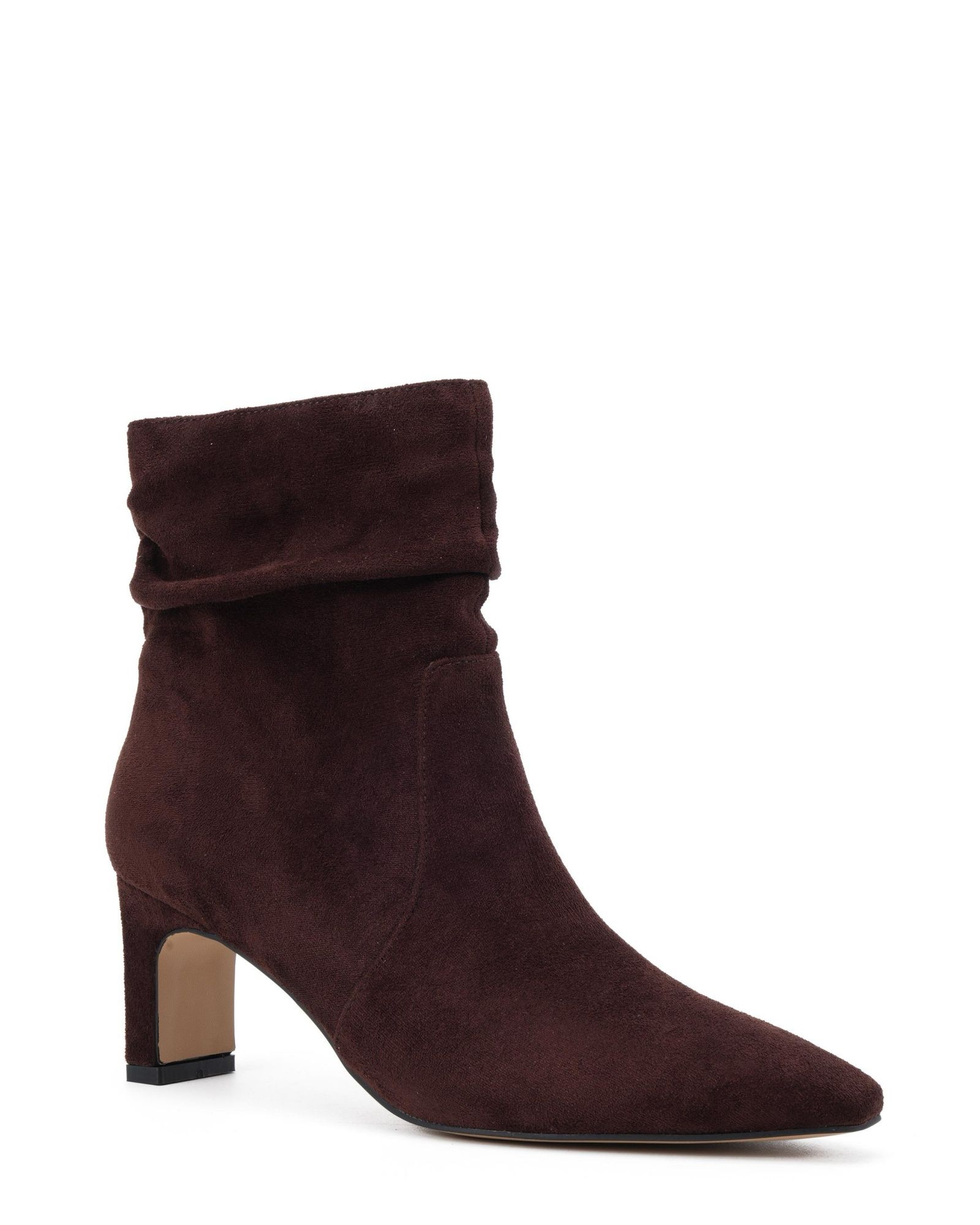 Kallie Brown Ruched Ankle Mid Slim Block Boot