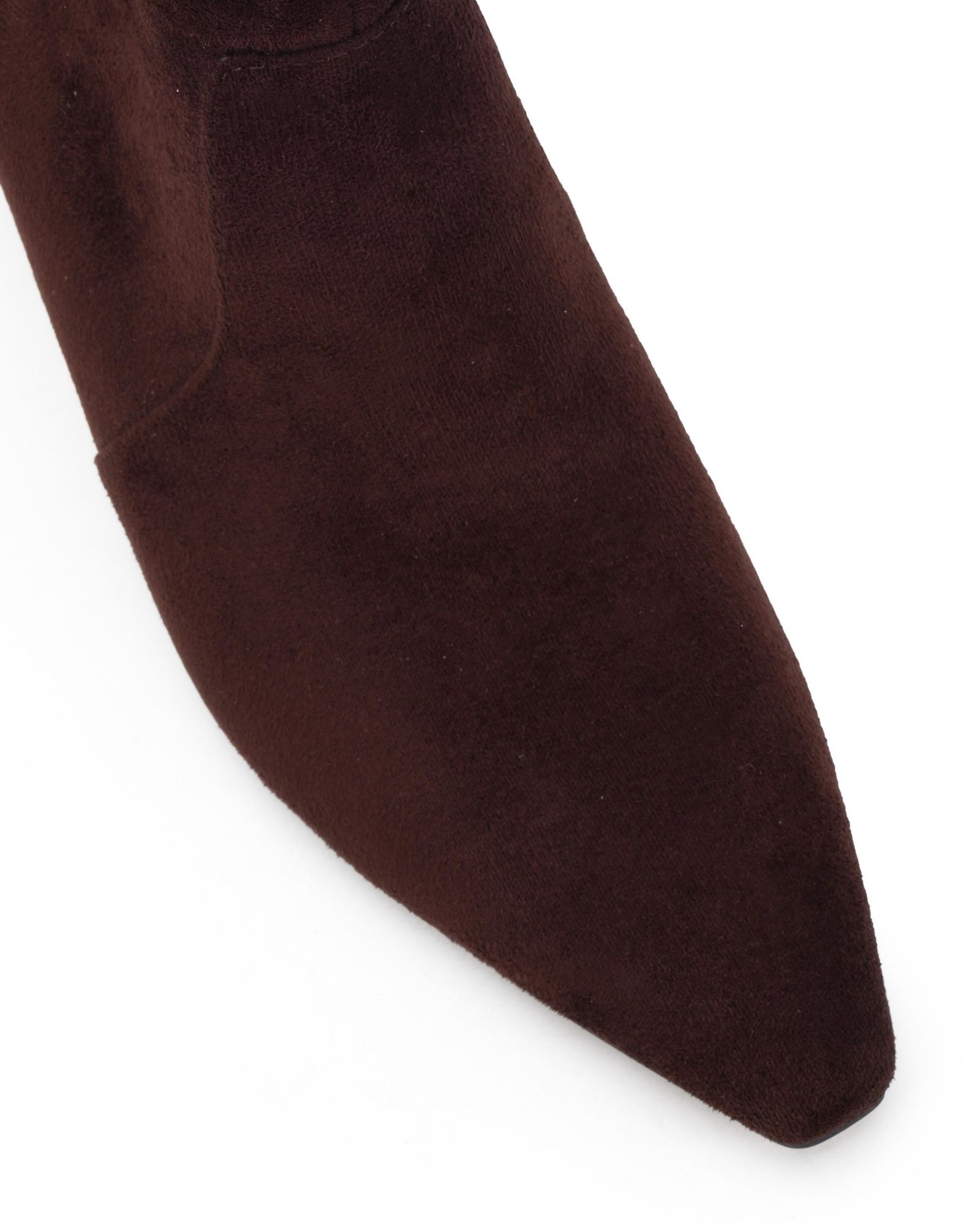 Wide Fit Kallie Brown Ruched Ankle Mid Slim Block Boot