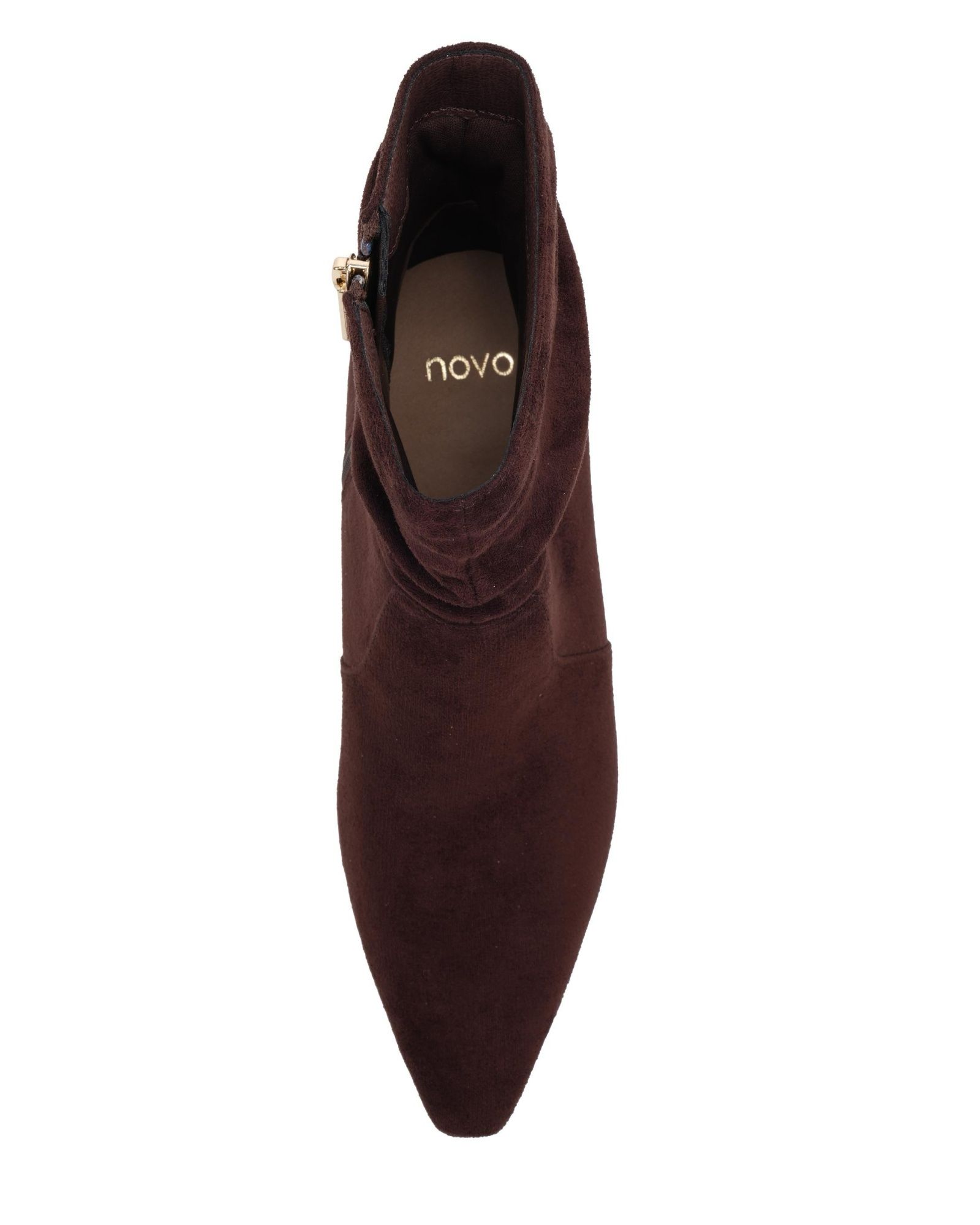 Wide Fit Kallie Brown Ruched Ankle Mid Slim Block Boot