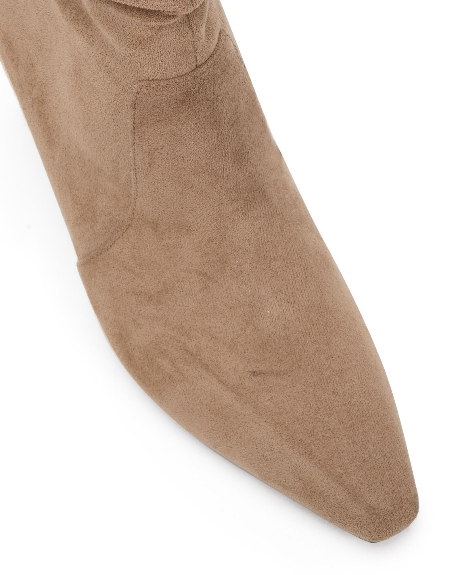 Wide Fit Kallie Taupe Ruched Ankle Mid Slim Block Boot