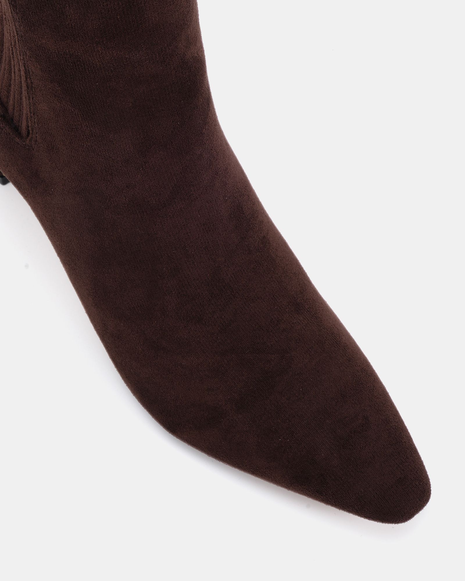 KARA Brown Low Slim Block Heel Square Point Chelsea Ankle Boo