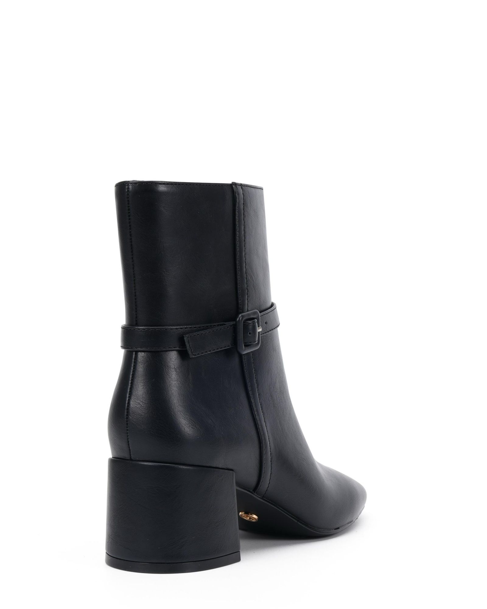 Wide Fit Karla Black Block Heel Buckle Detail Ankle Boot