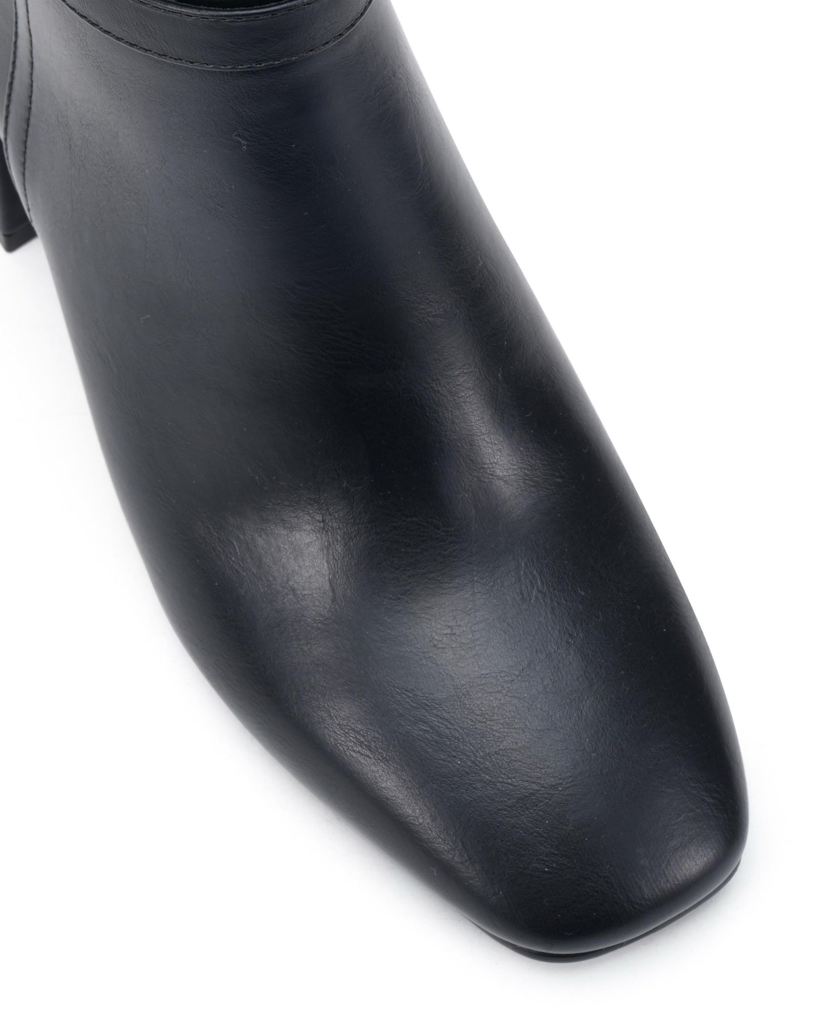 Wide Fit Karla Black Block Heel Buckle Detail Ankle Boot