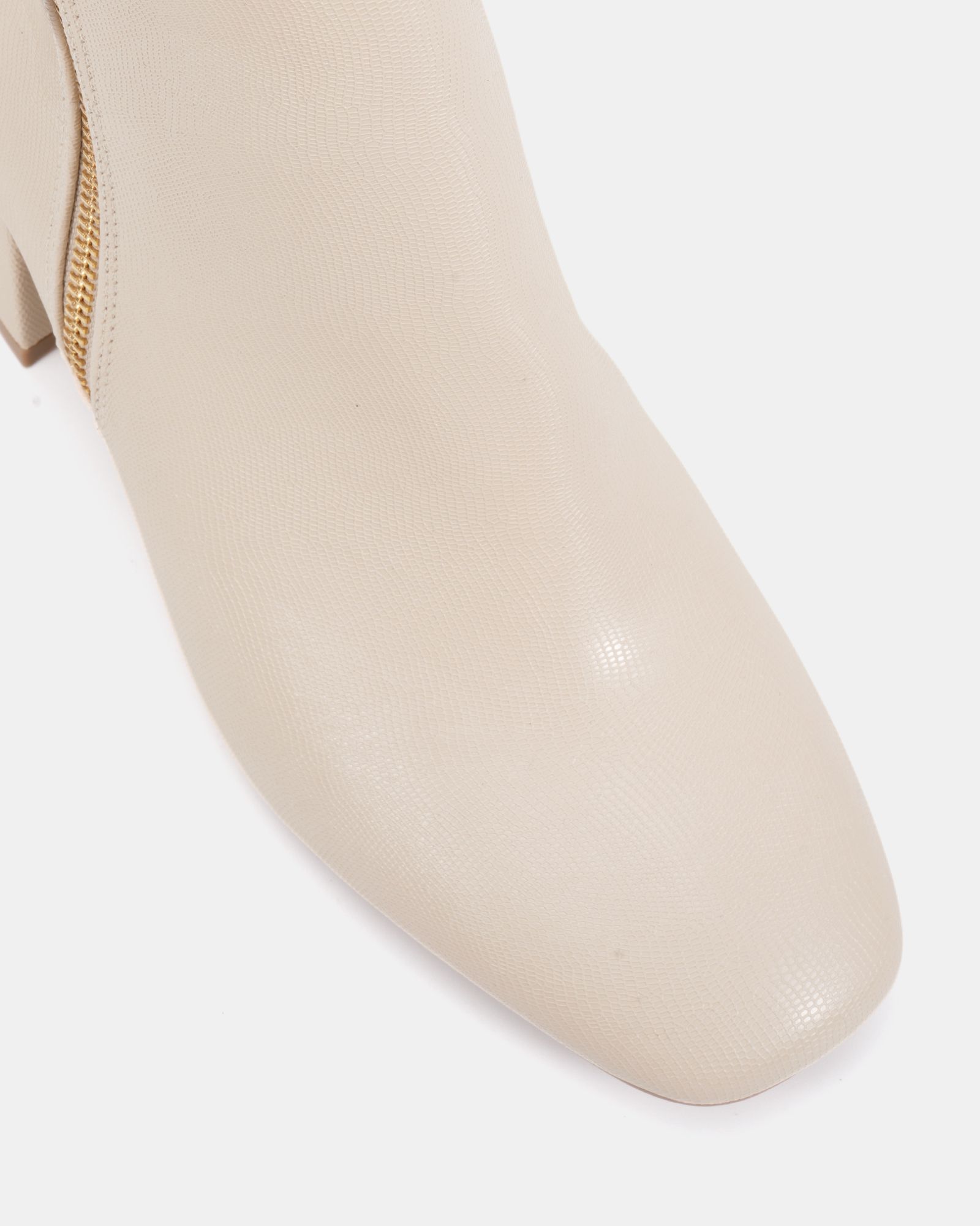 WIDE FIT KATE Taupe Zip Side Square Toe Block Heel Ankle Boot