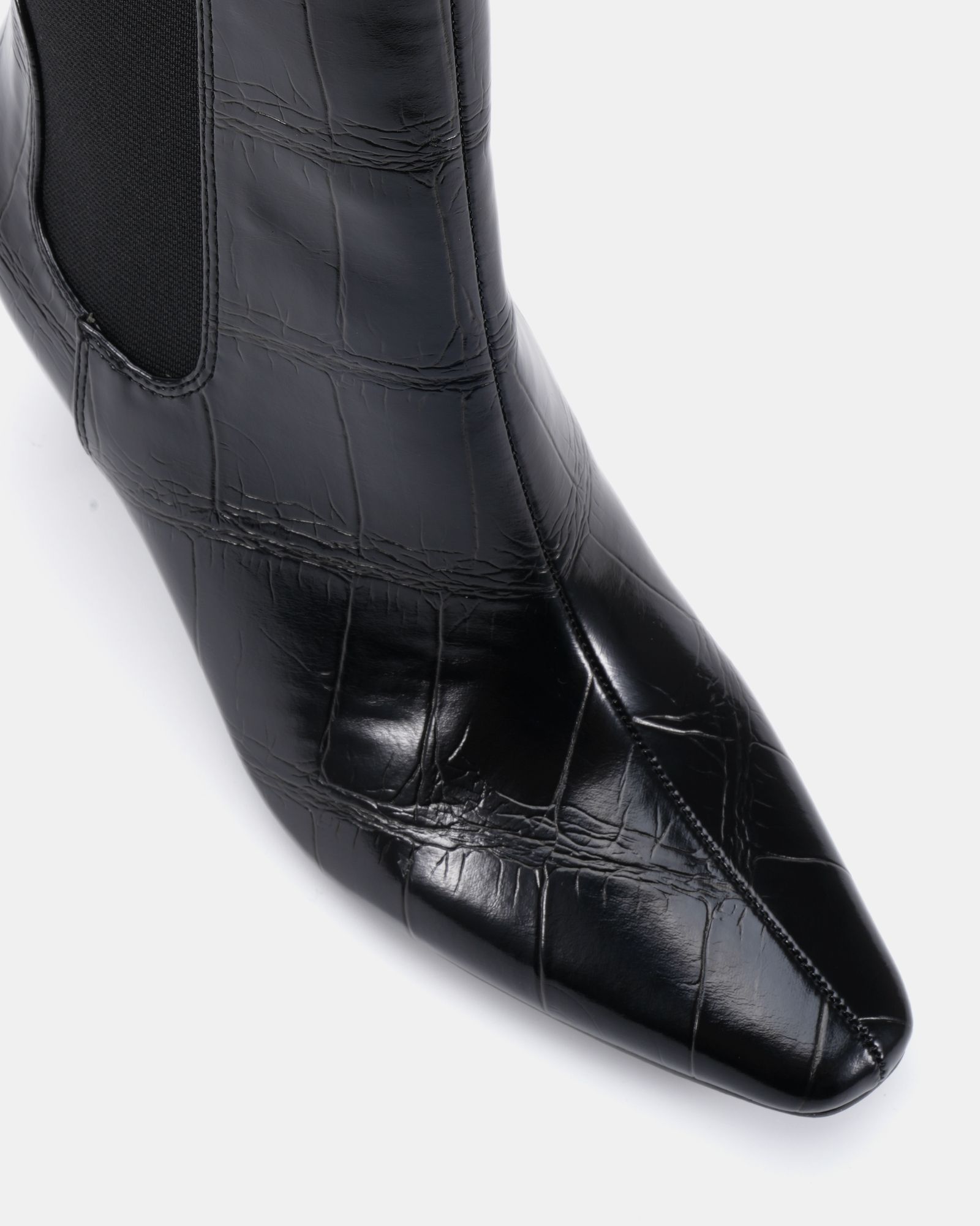 KENNEDY Black Curved Mid Heel Chelsea Ankle Boot