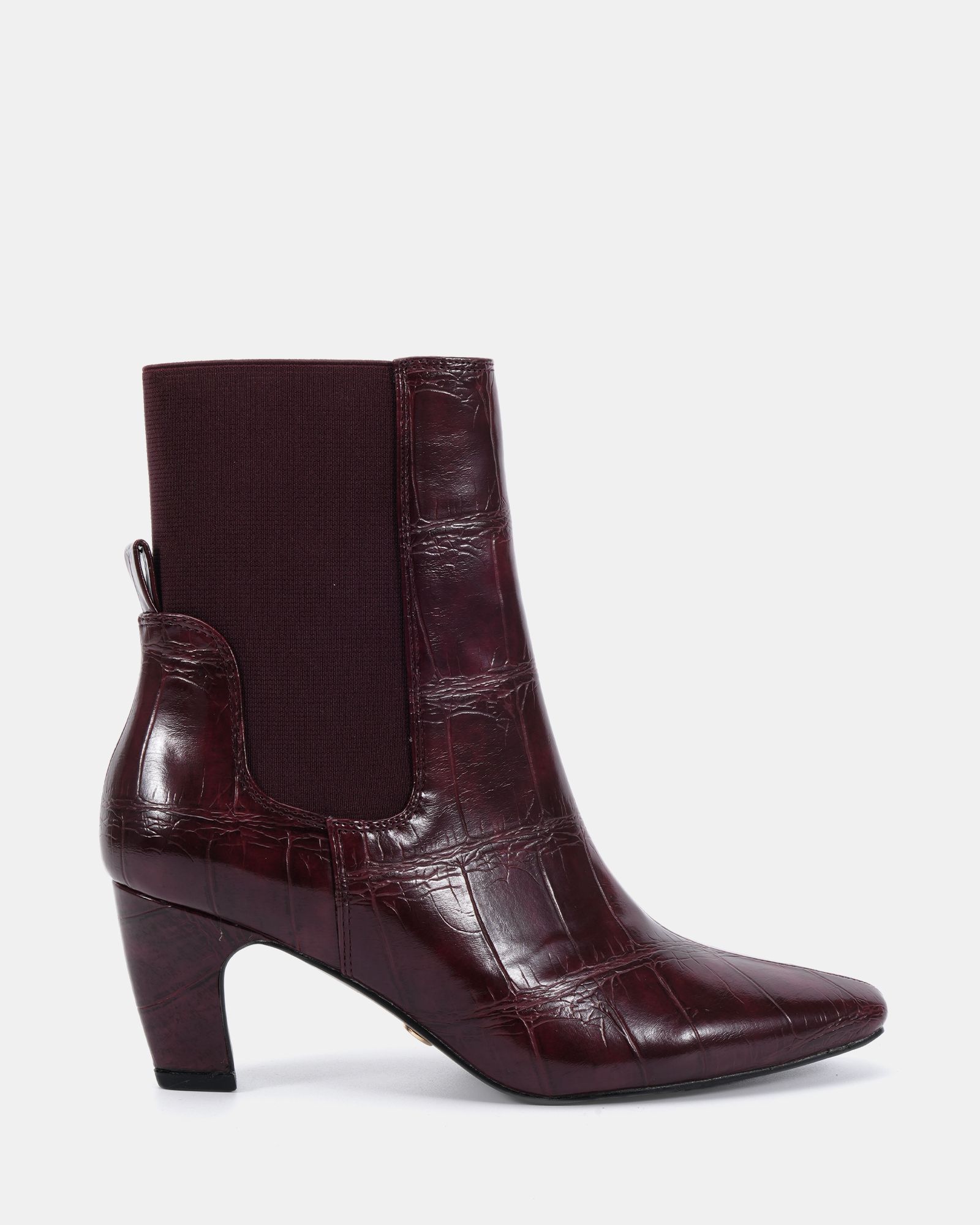 WIDE FIT KENNEDY Brown Curved Mid Heel Chelsea Ankle Boot